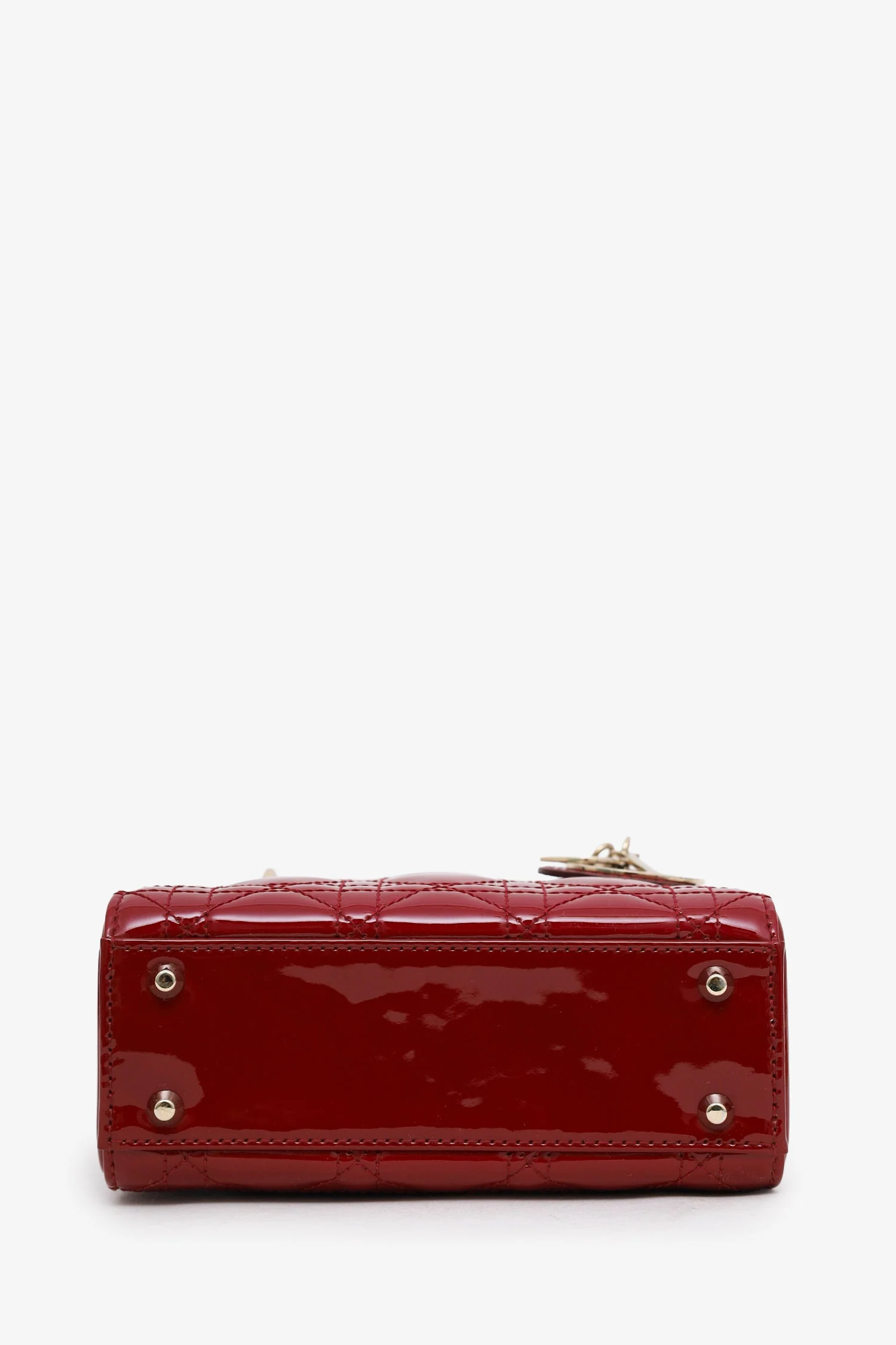 Christian Dior 2023 Red Patent Cannage Leather Mini Lady Dior - Image 5