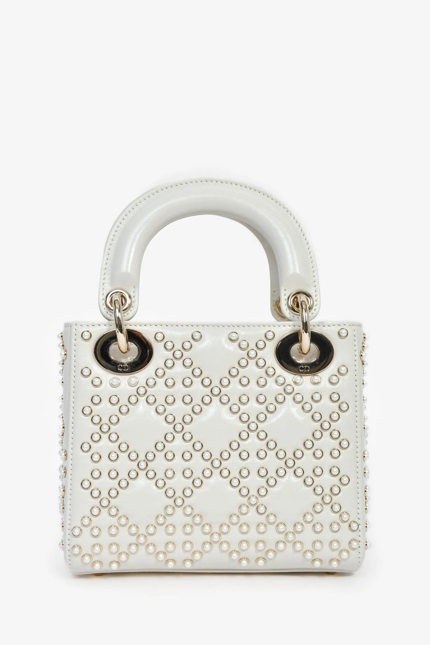 Christian Dior 2023 White Leather Pearl Mini Lady Dior - Image 2
