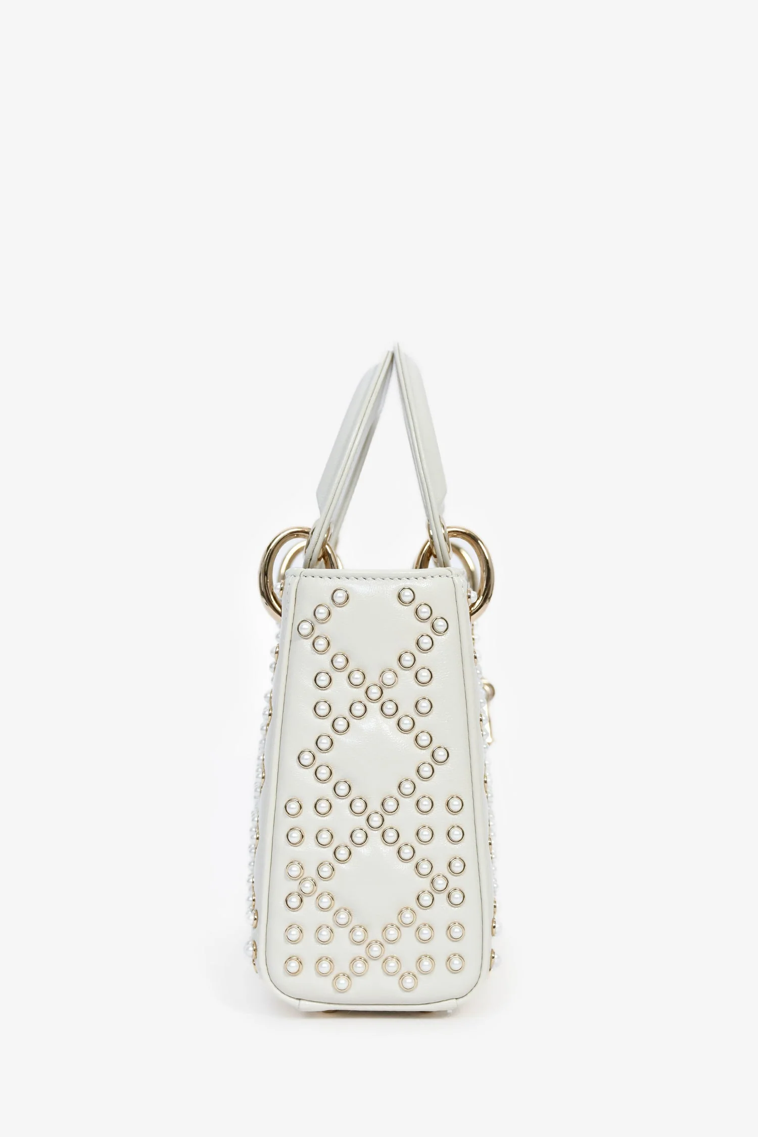 Christian Dior 2023 White Leather Pearl Mini Lady Dior - Image 3