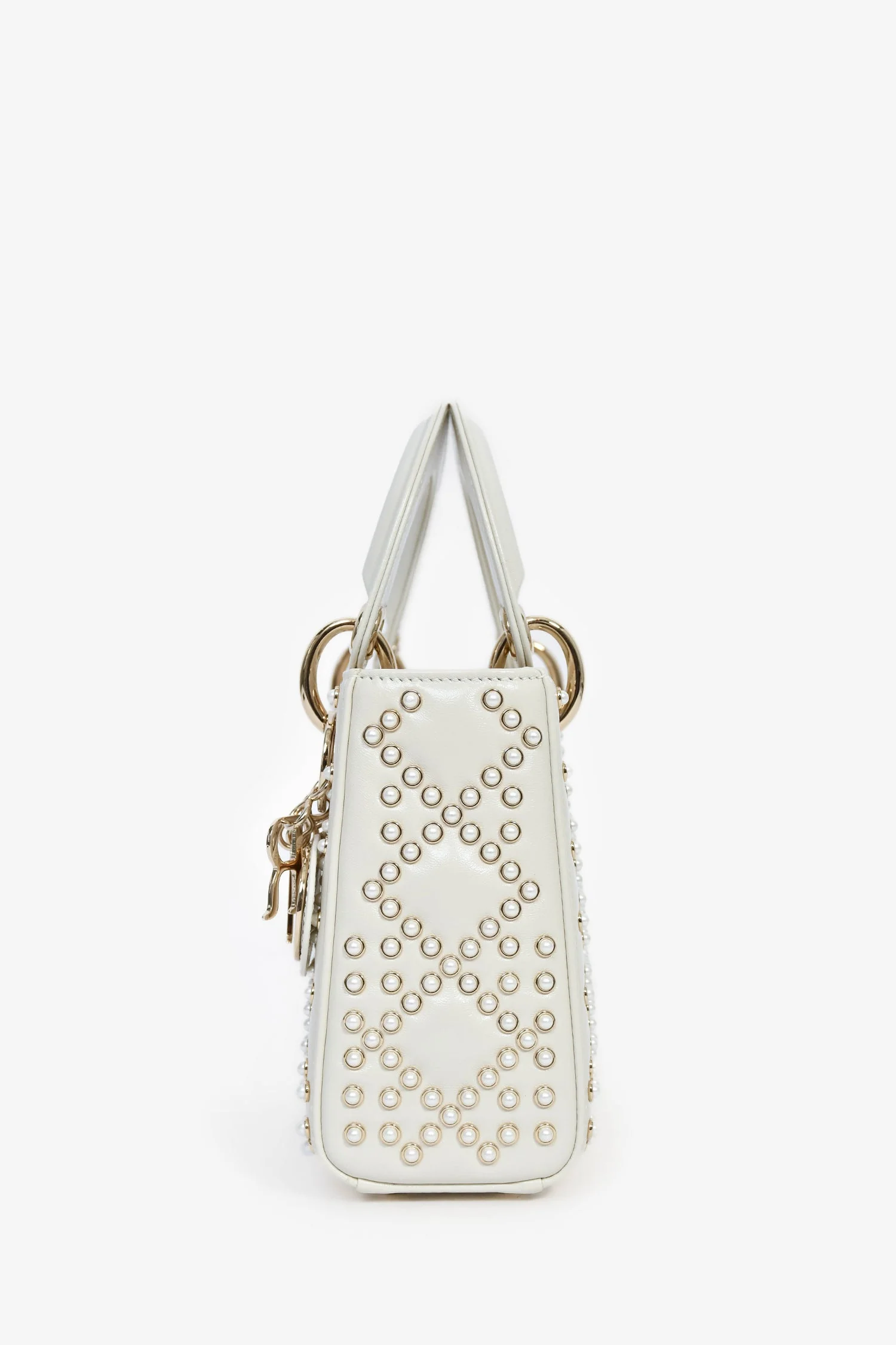 Christian Dior 2023 White Leather Pearl Mini Lady Dior - Image 4