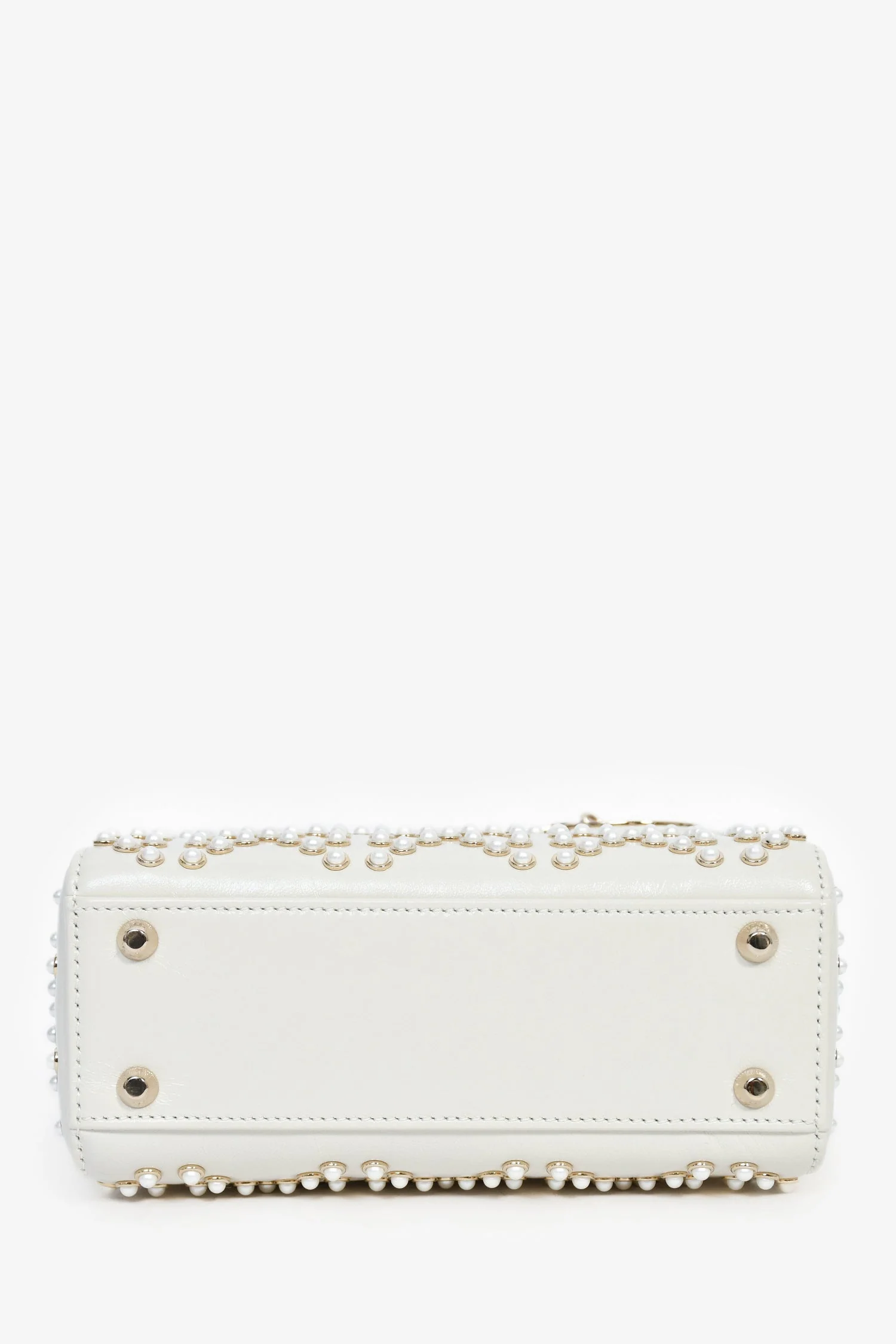 Christian Dior 2023 White Leather Pearl Mini Lady Dior - Image 5