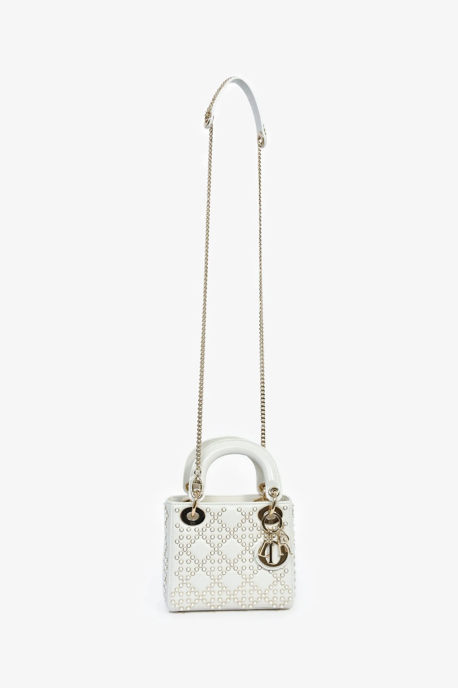 Christian Dior 2023 White Leather Pearl Mini Lady Dior - Image 7