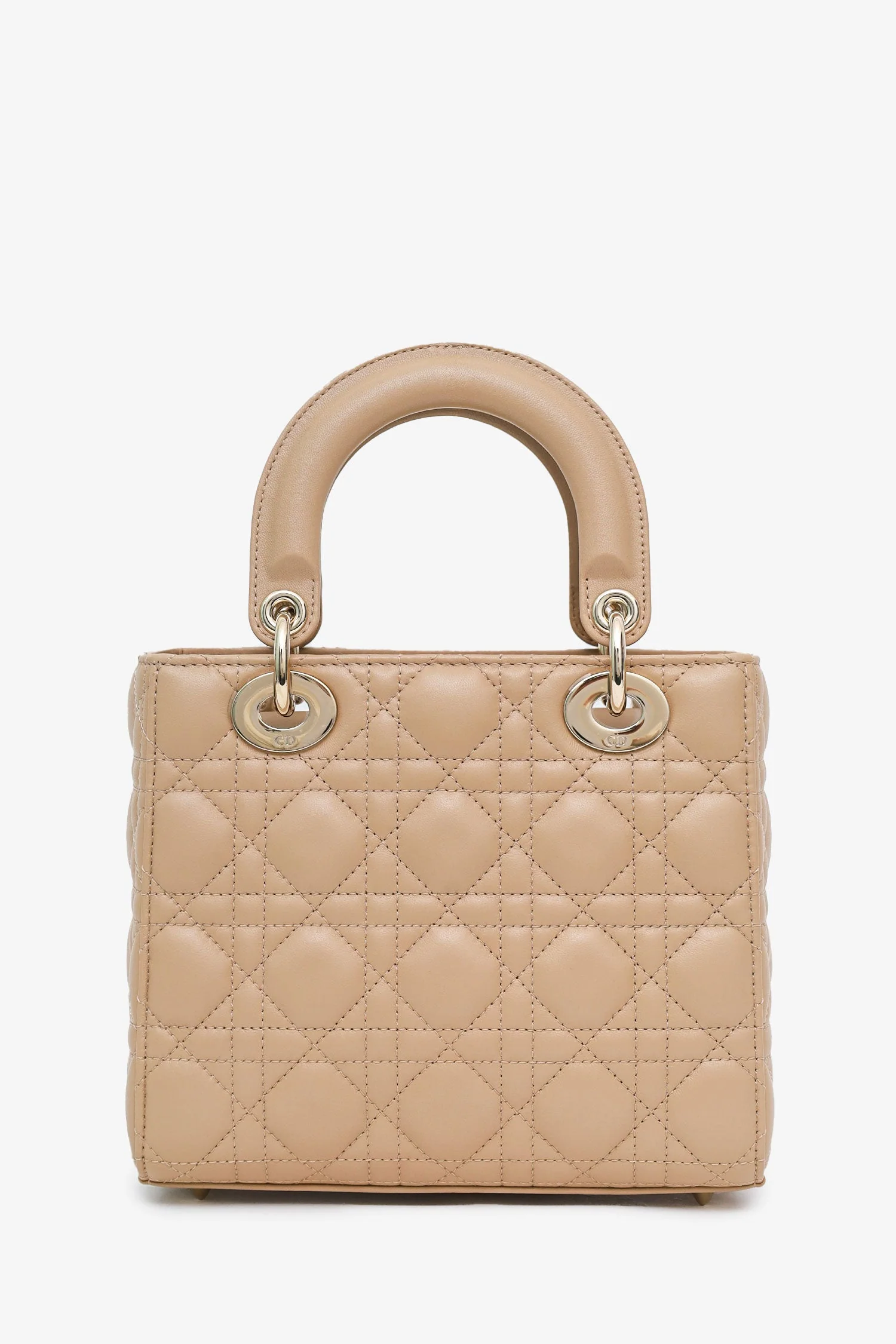 Christian Dior 2024 Beige Cannage Lambskin Small Lady Dior With Strap - Image 2