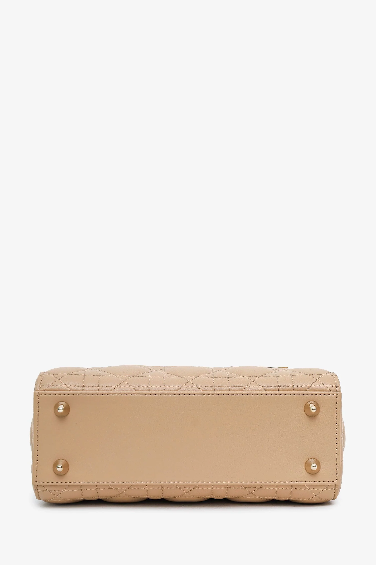 Christian Dior 2024 Beige Cannage Lambskin Small Lady Dior With Strap - Image 5