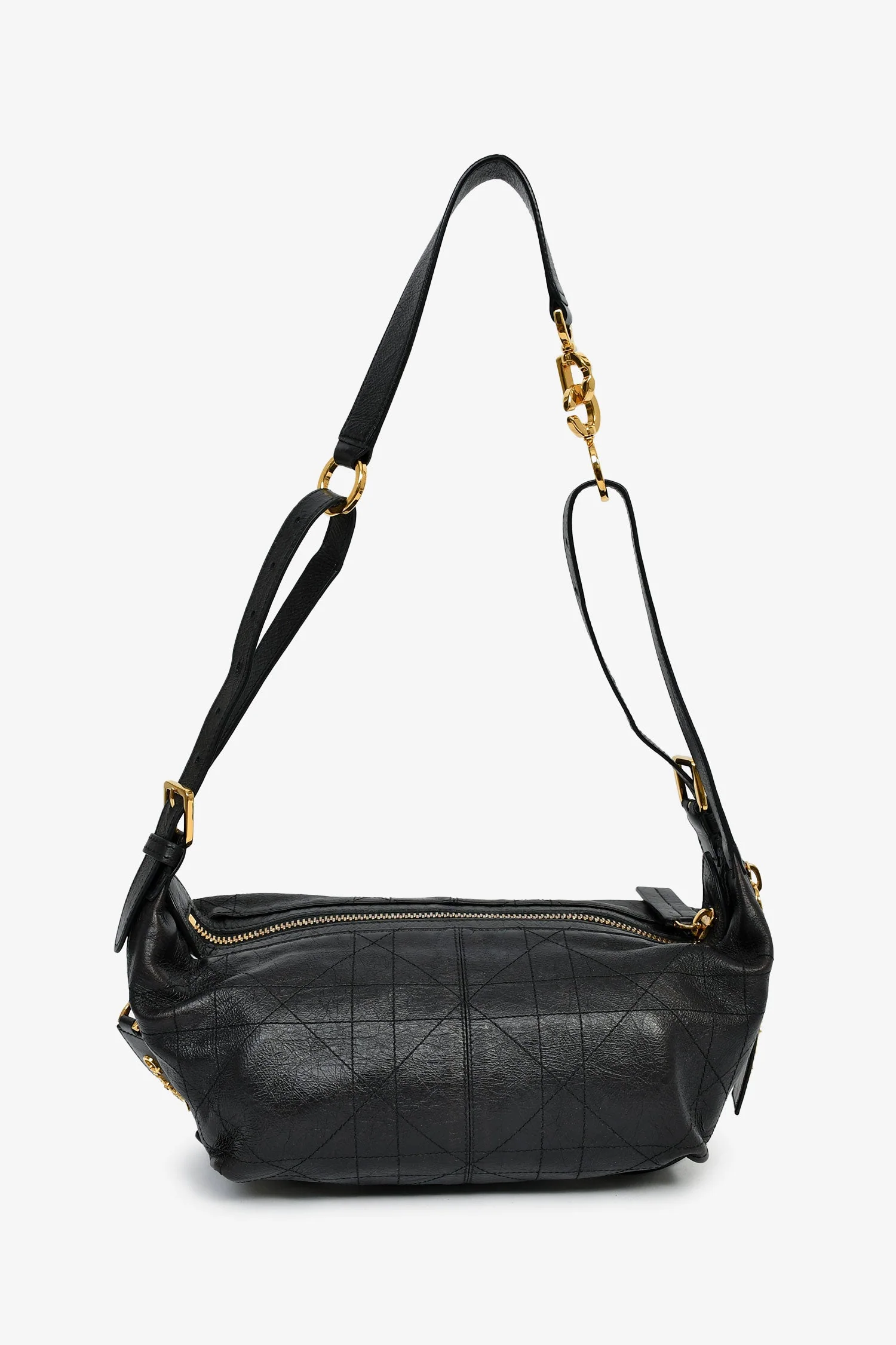 Christian Dior 2025 Black Crinkled Leather Small 'D-Journey' Hobo Bag - Image 2