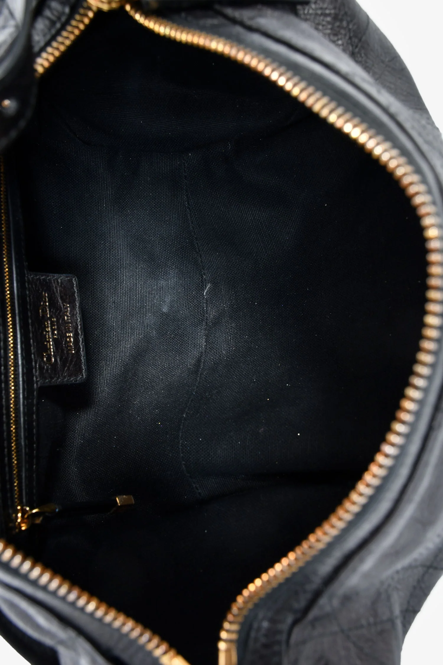 Christian Dior 2025 Black Crinkled Leather Small 'D-Journey' Hobo Bag - Image 6