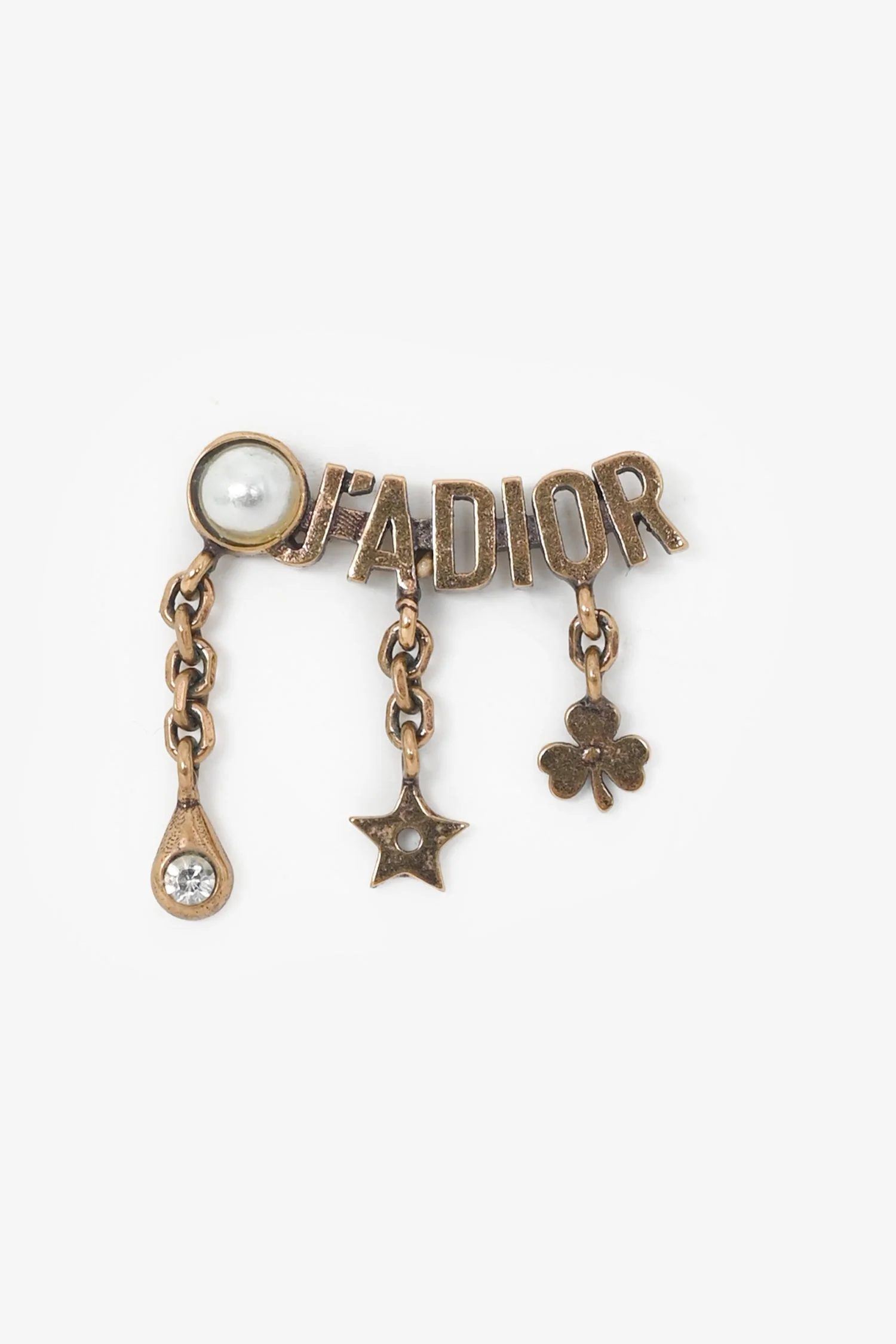 Christian Dior Aged Gold Tone Metal J'ADior Earrings - Image 2