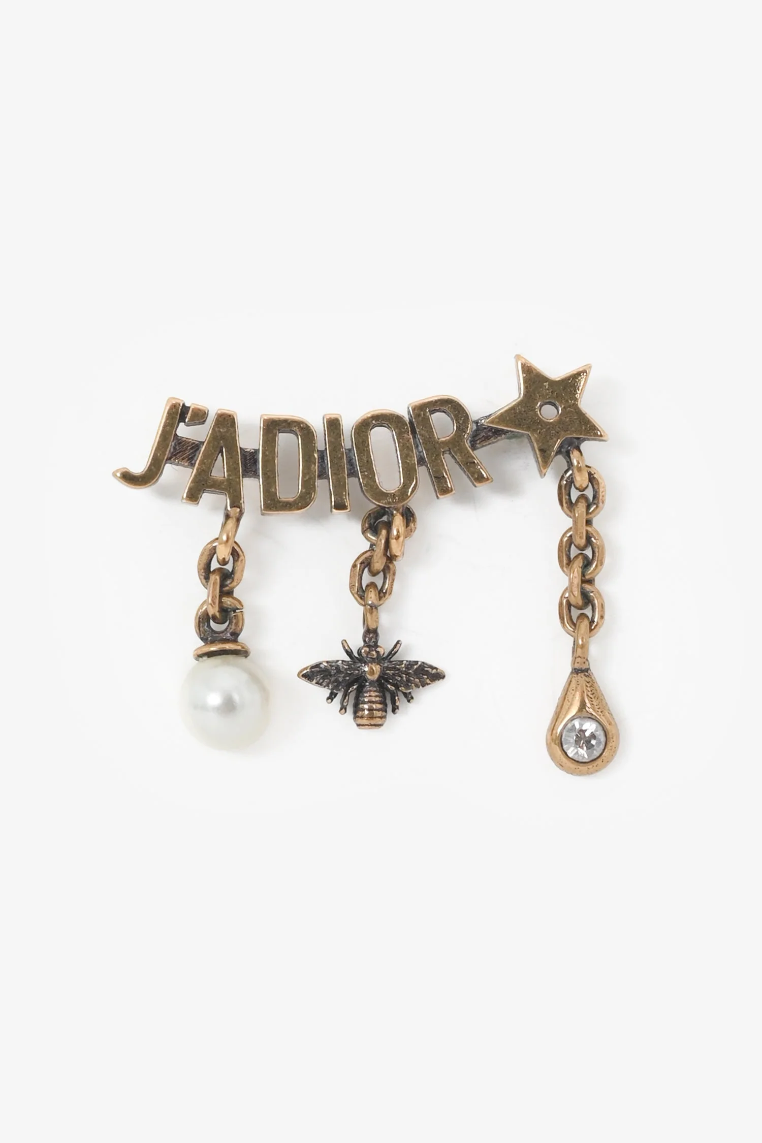 Christian Dior Aged Gold Tone Metal J'ADior Earrings - Image 3