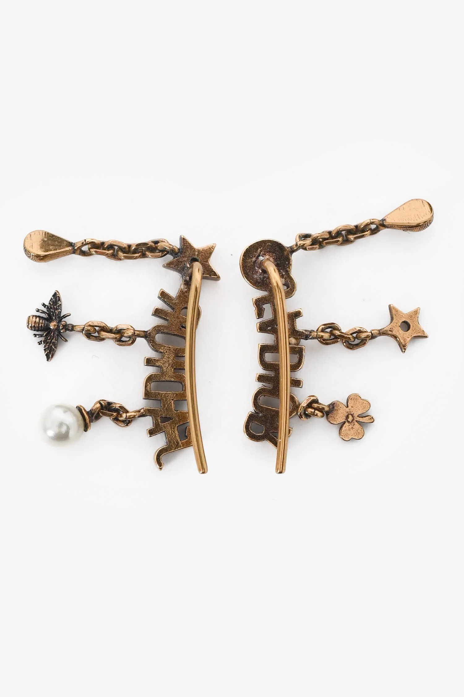 Christian Dior Aged Gold Tone Metal J'ADior Earrings - Image 4