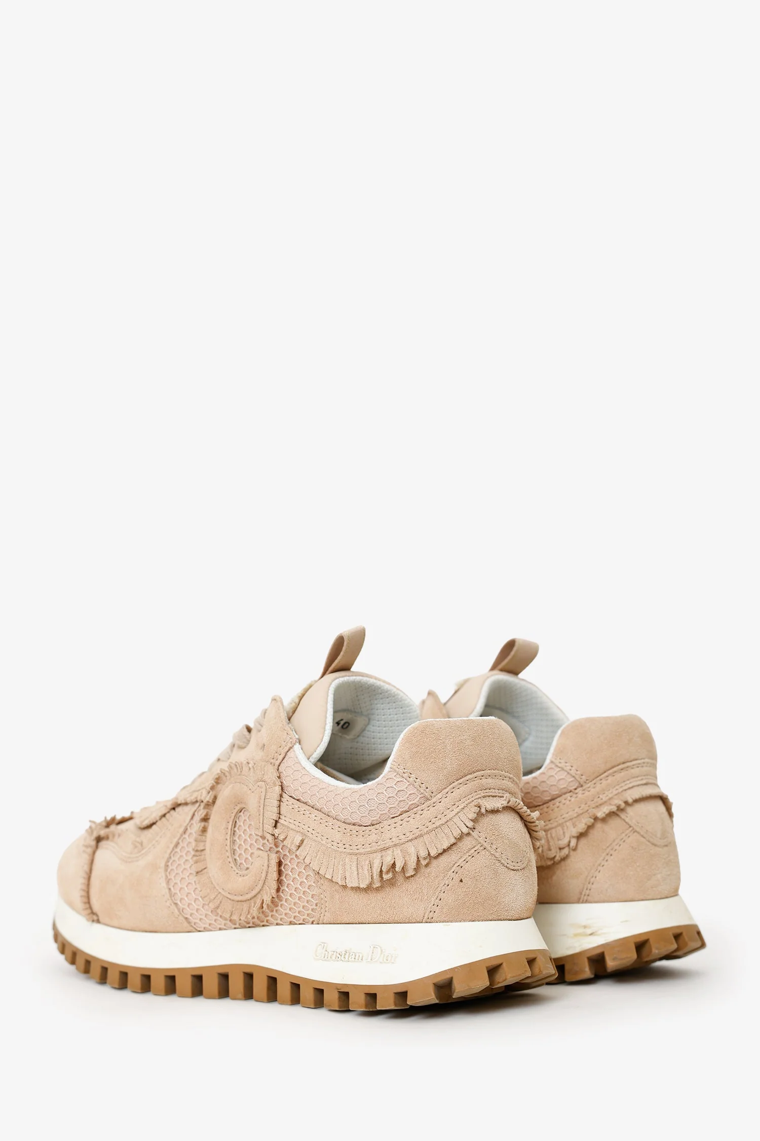 Christian Dior Beige Suede C'est Fringe Sneakers Size 40 - Image 4