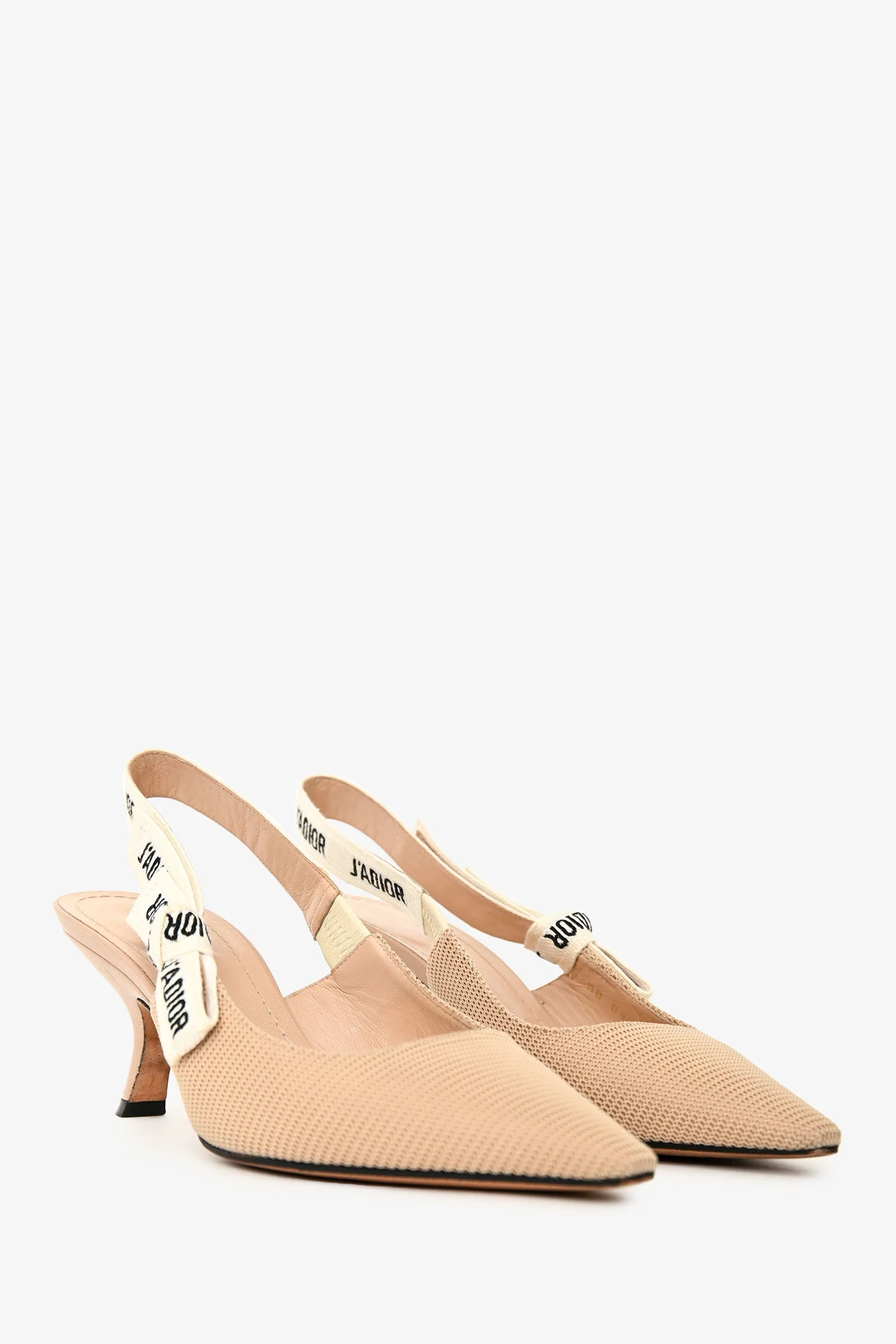 Christian Dior Beige/White Canvas J'Adior Slingback Heels Size 36.5 - Image 2