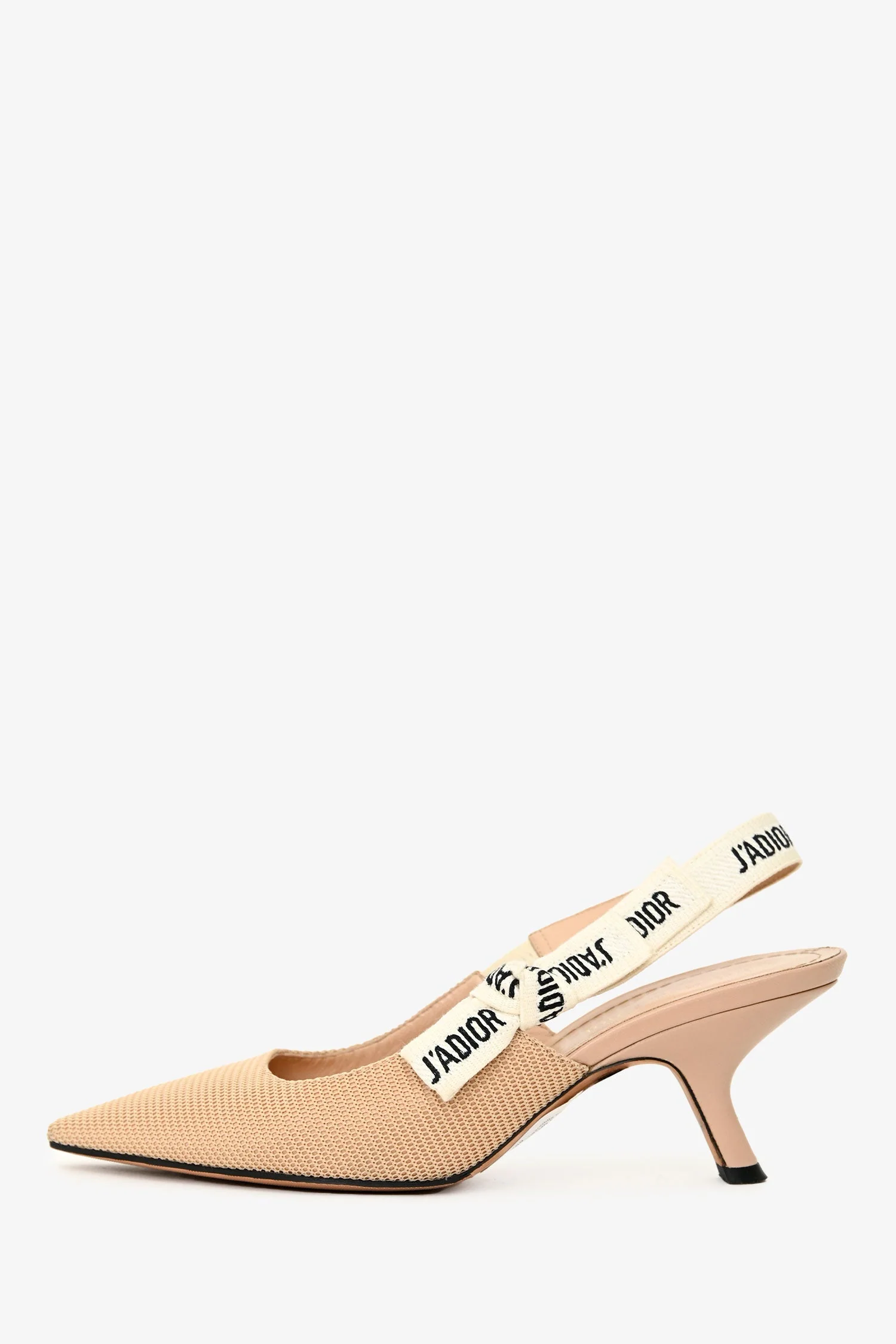 Christian Dior Beige/White Canvas J'Adior Slingback Heels Size 36.5 - Image 4