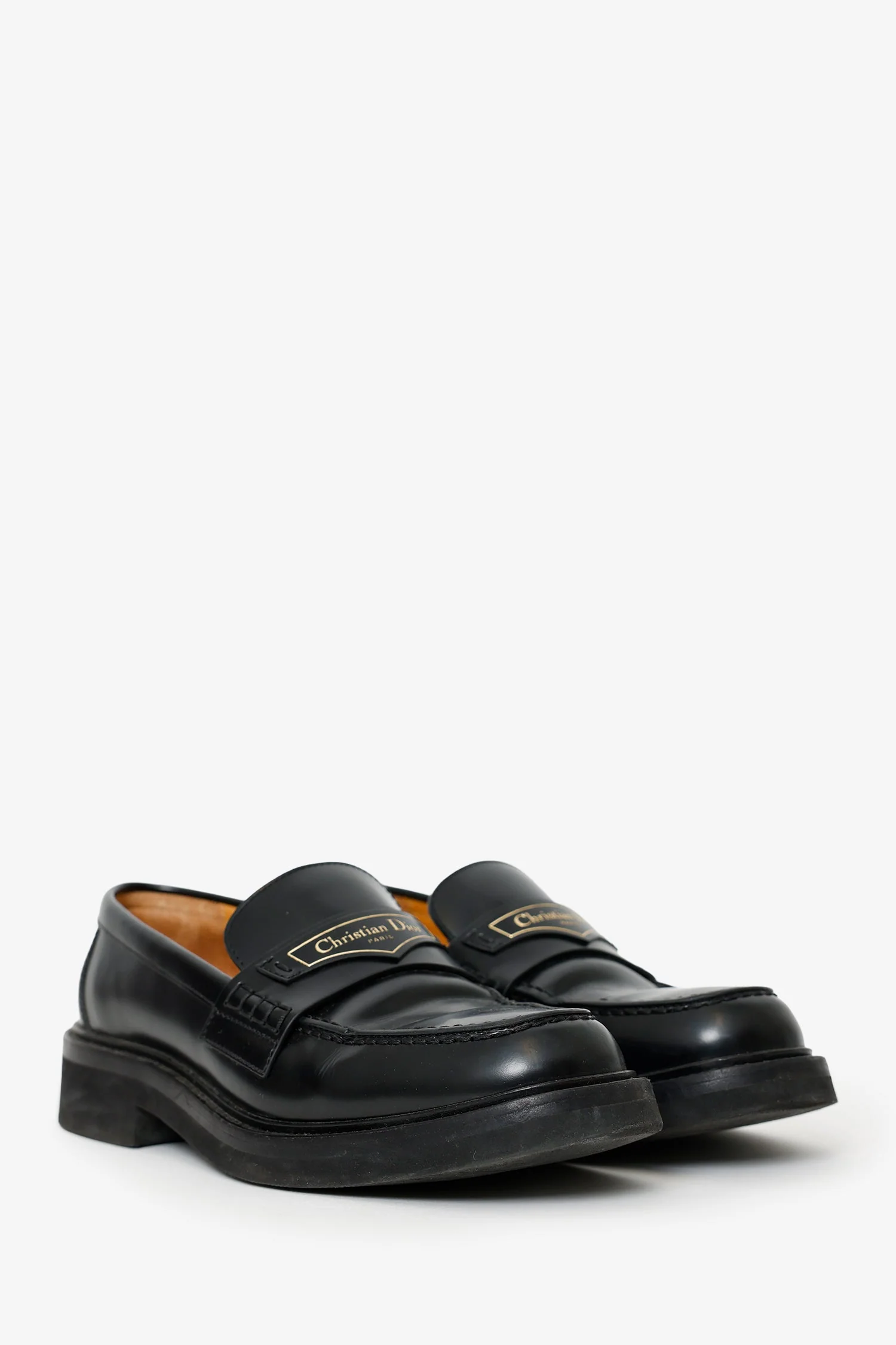 Christian Dior Black Brushed Calfskin Boy Platform Loafer Size 37.5 - Image 2