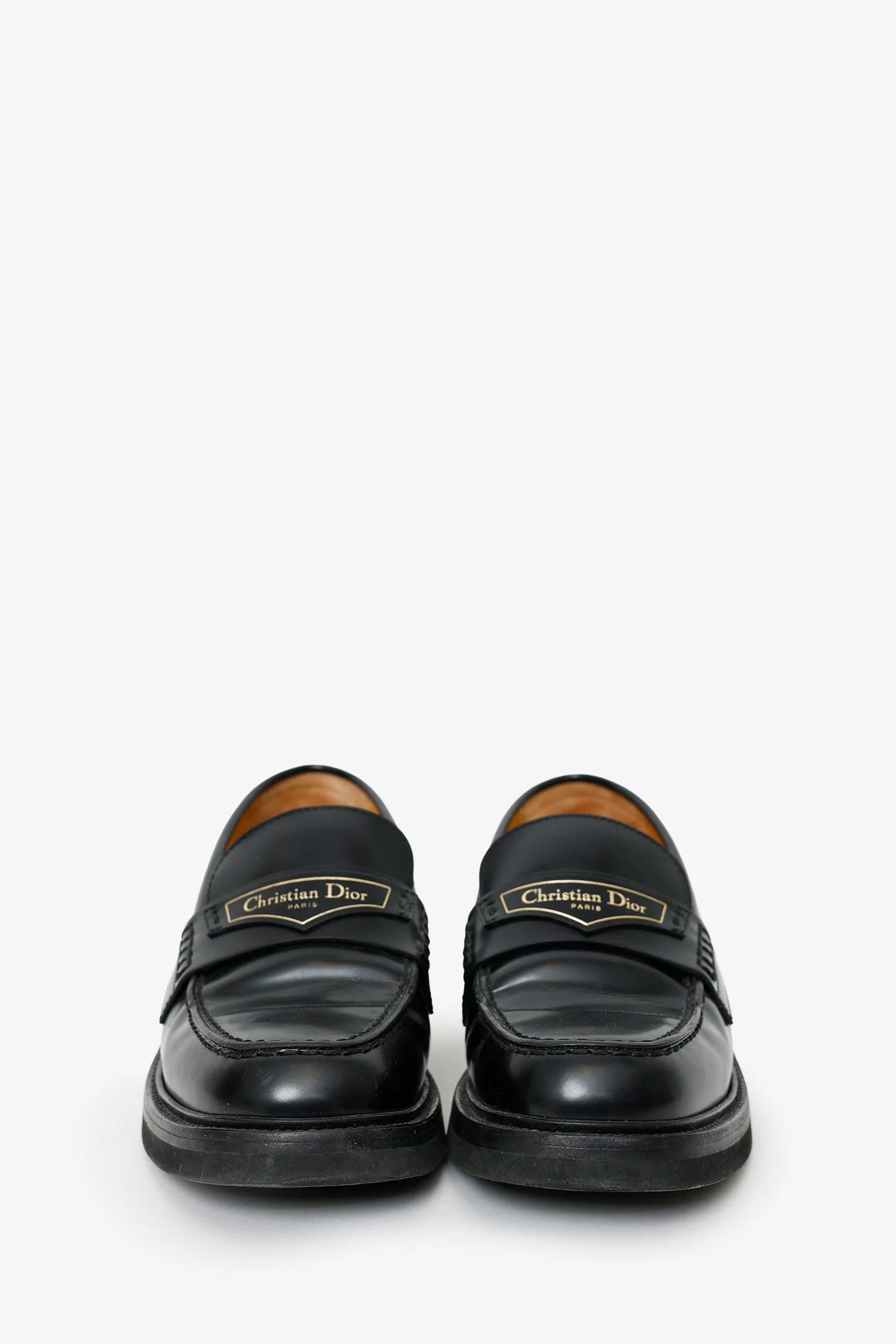 Christian Dior Black Brushed Calfskin Boy Platform Loafer Size 37.5 - Image 3