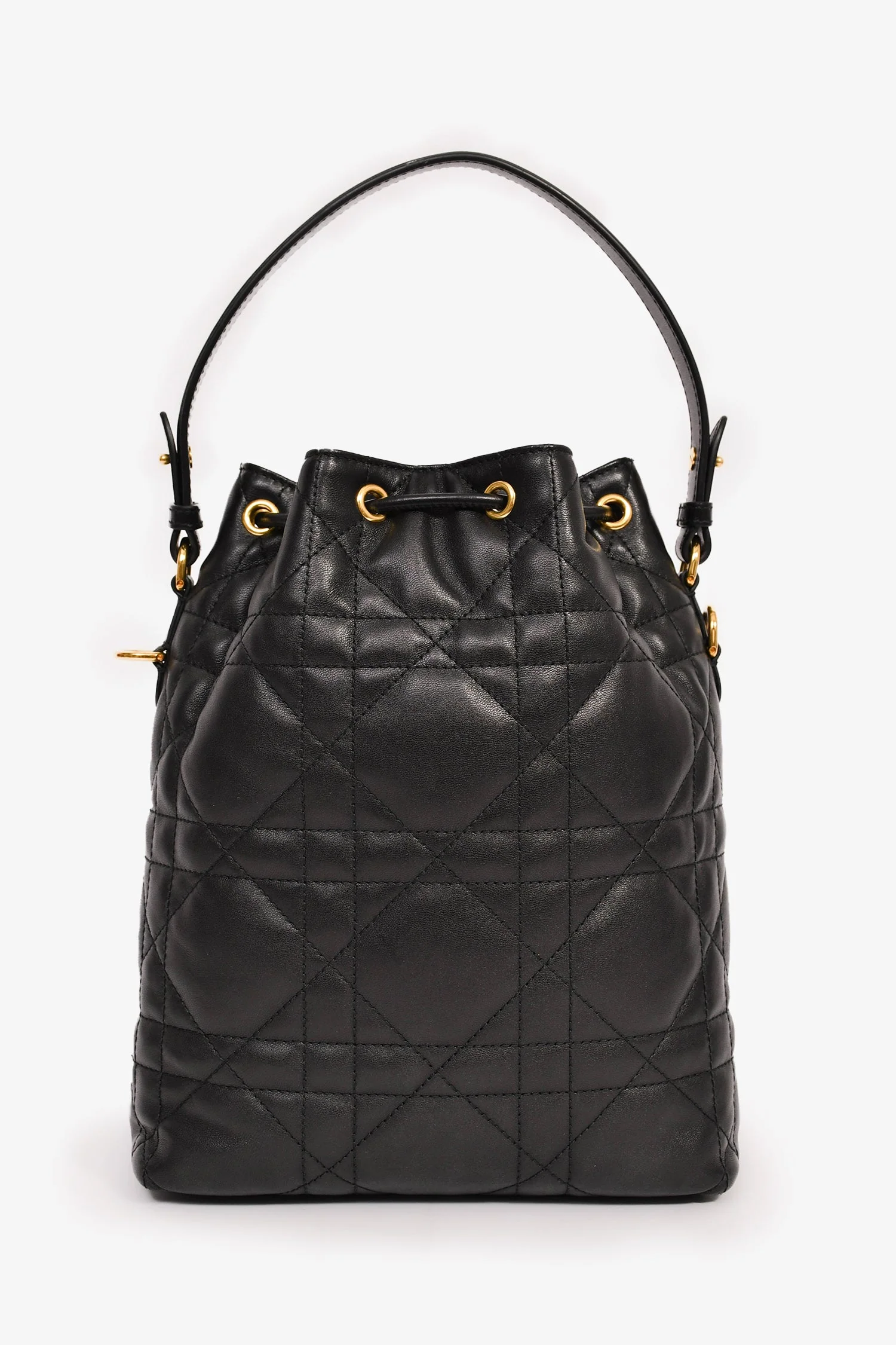 Christian Dior Black Cannage Leather 'Caro' Small Bucket Bag - Image 2