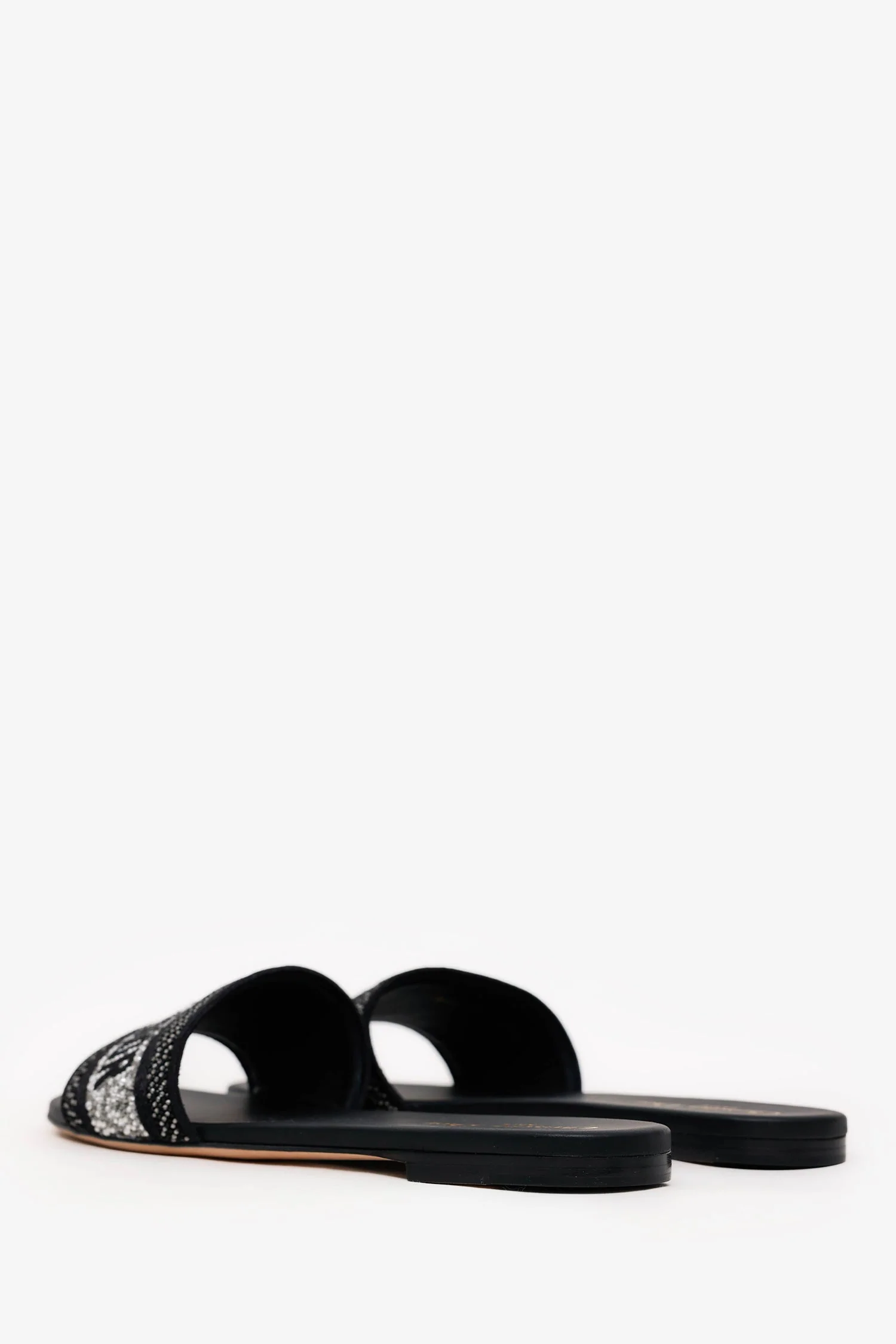 Christian Dior Black Canvas Crystal Embellished Dway Slide Sandals Size 40.5 - Image 4