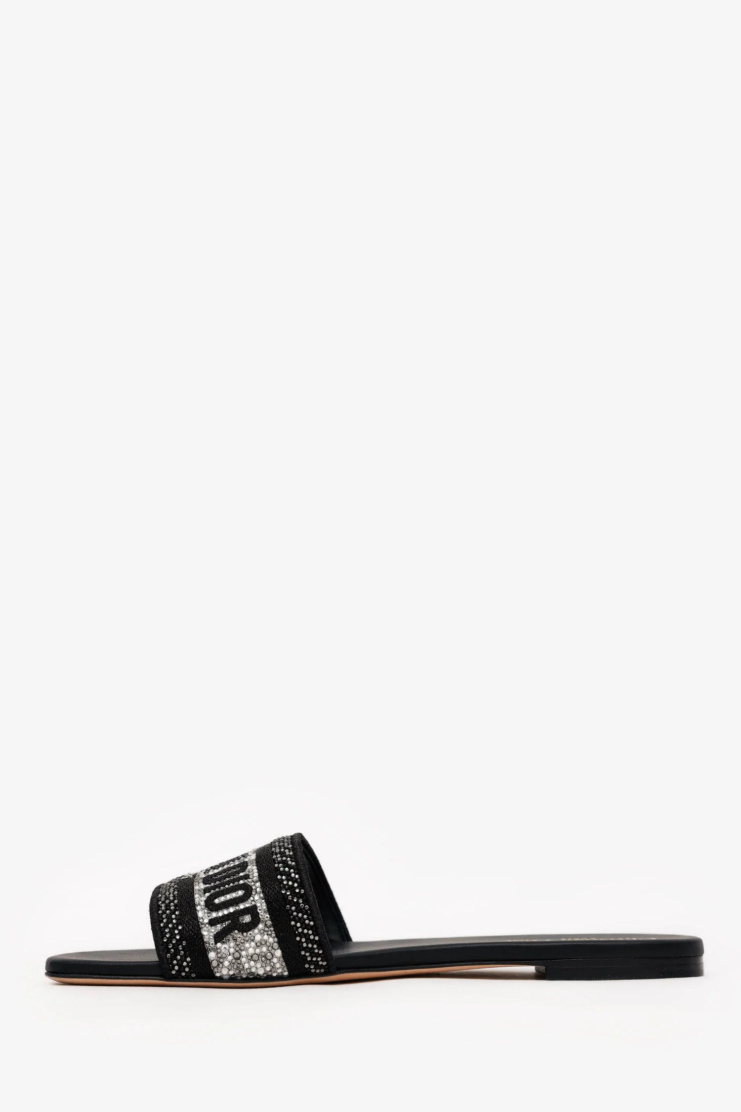 Christian Dior Black Canvas Crystal Embellished Dway Slide Sandals Size 40.5 - Image 5