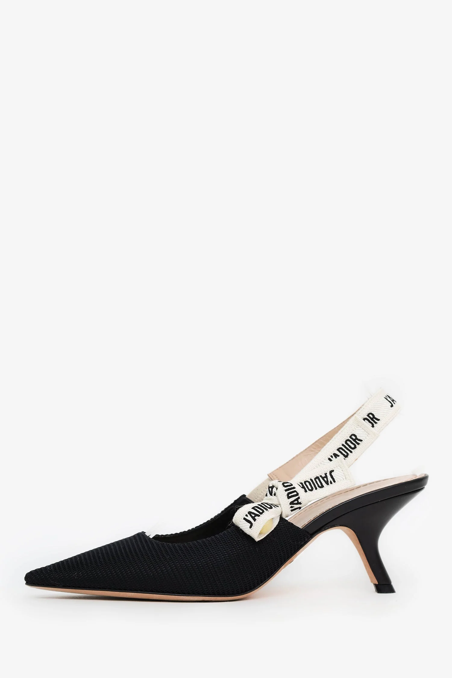 Christian Dior Black Fabric 'J'adior' Kitten Heels Size 40 - Image 4