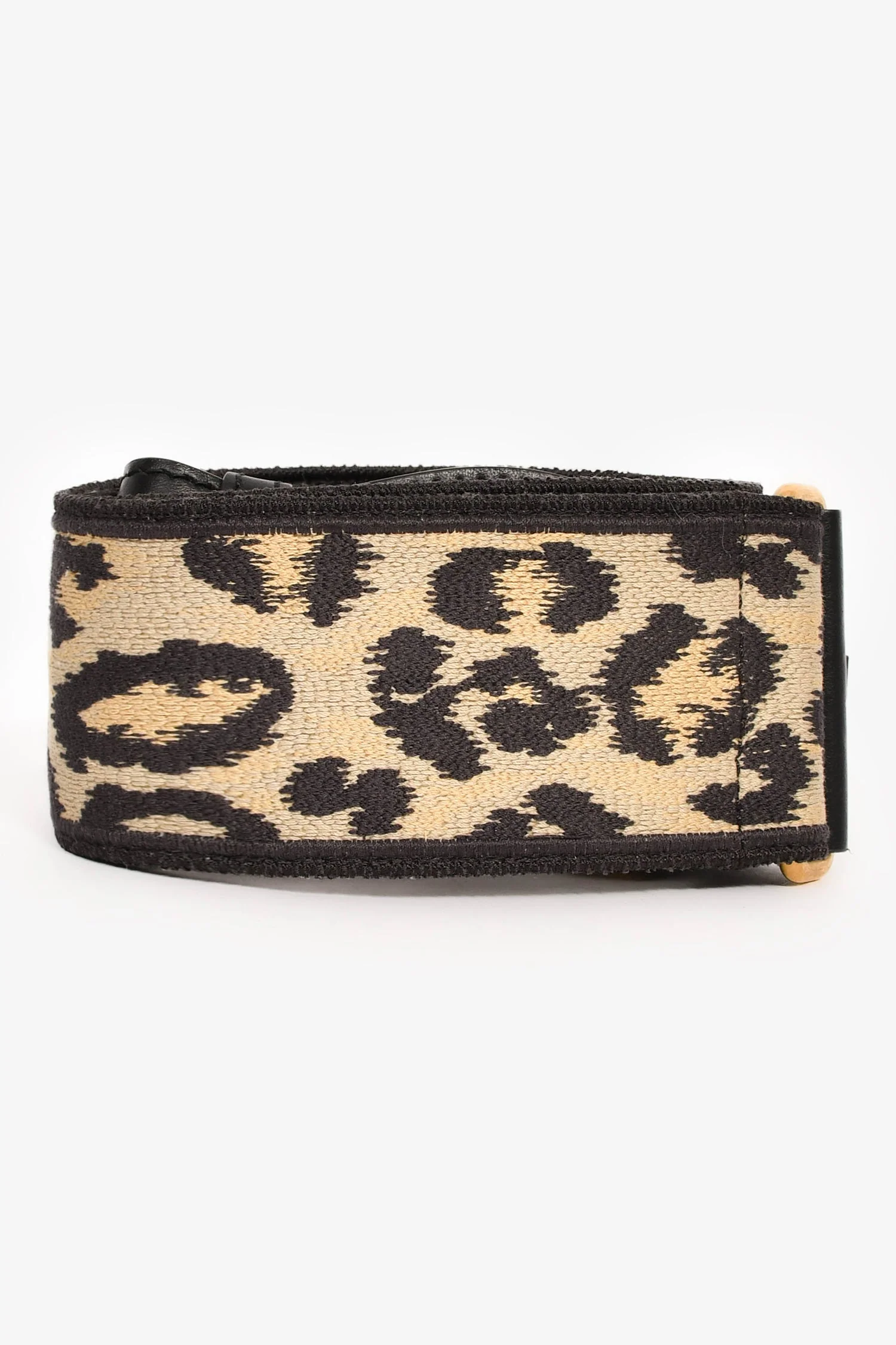 Christian Dior Black/Gold Leopard Jacquard Guitar Bag Strap - Image 3