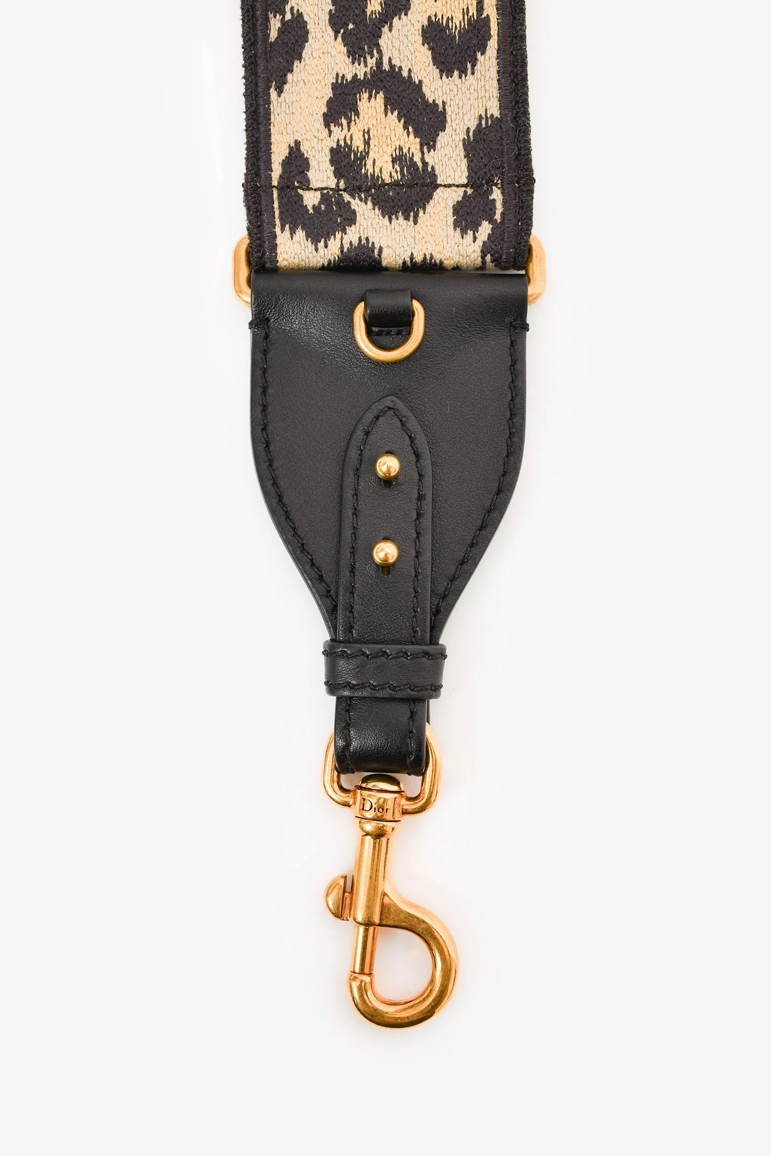 Christian Dior Black/Gold Leopard Jacquard Guitar Bag Strap - Image 5