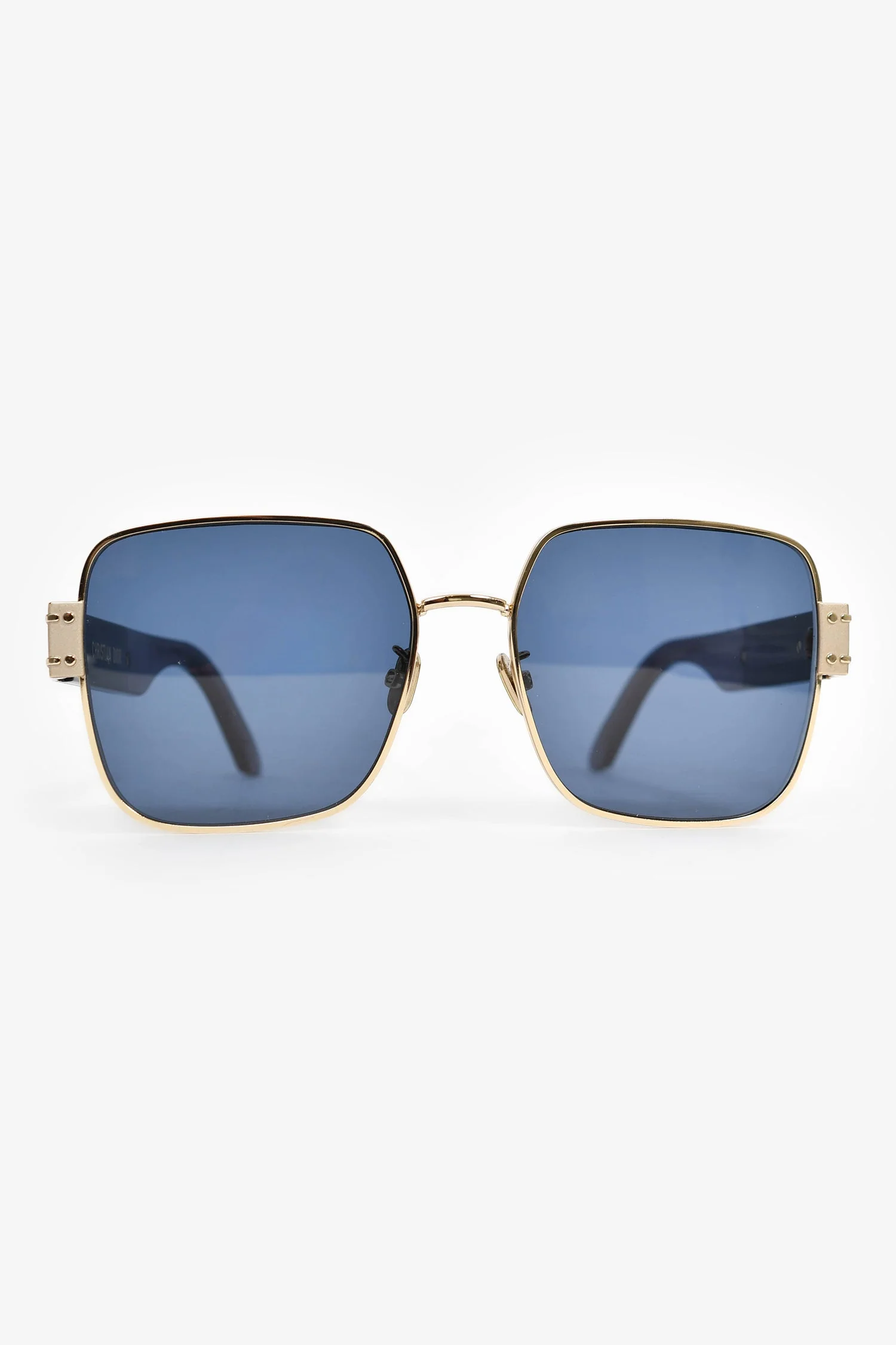 Christian Dior Black/Gold Rectangular Logo Sunglasses