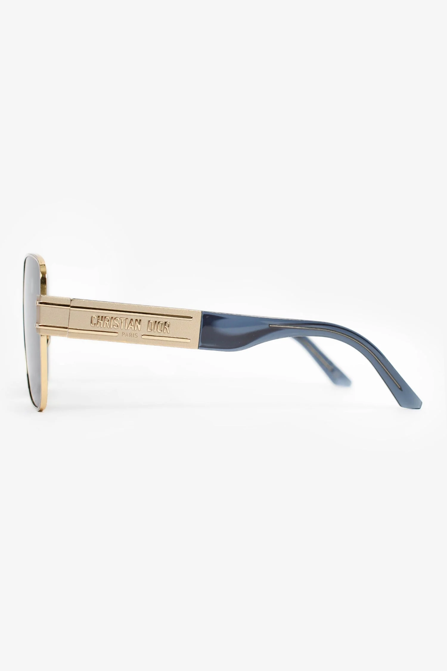 Christian Dior Black/Gold Rectangular Logo Sunglasses - Image 3