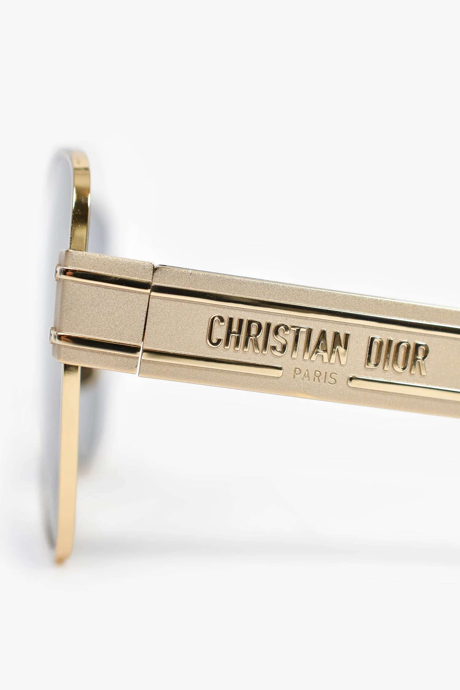 Christian Dior Black/Gold Rectangular Logo Sunglasses - Image 4