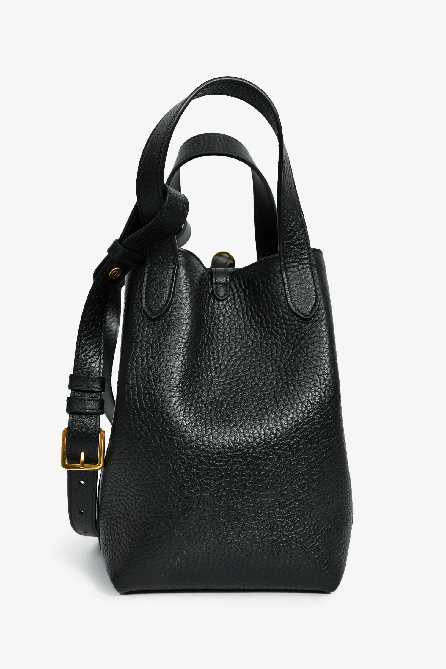 Christian Dior Black Grained Calfskin Bucket Bag with Strap - Image 3