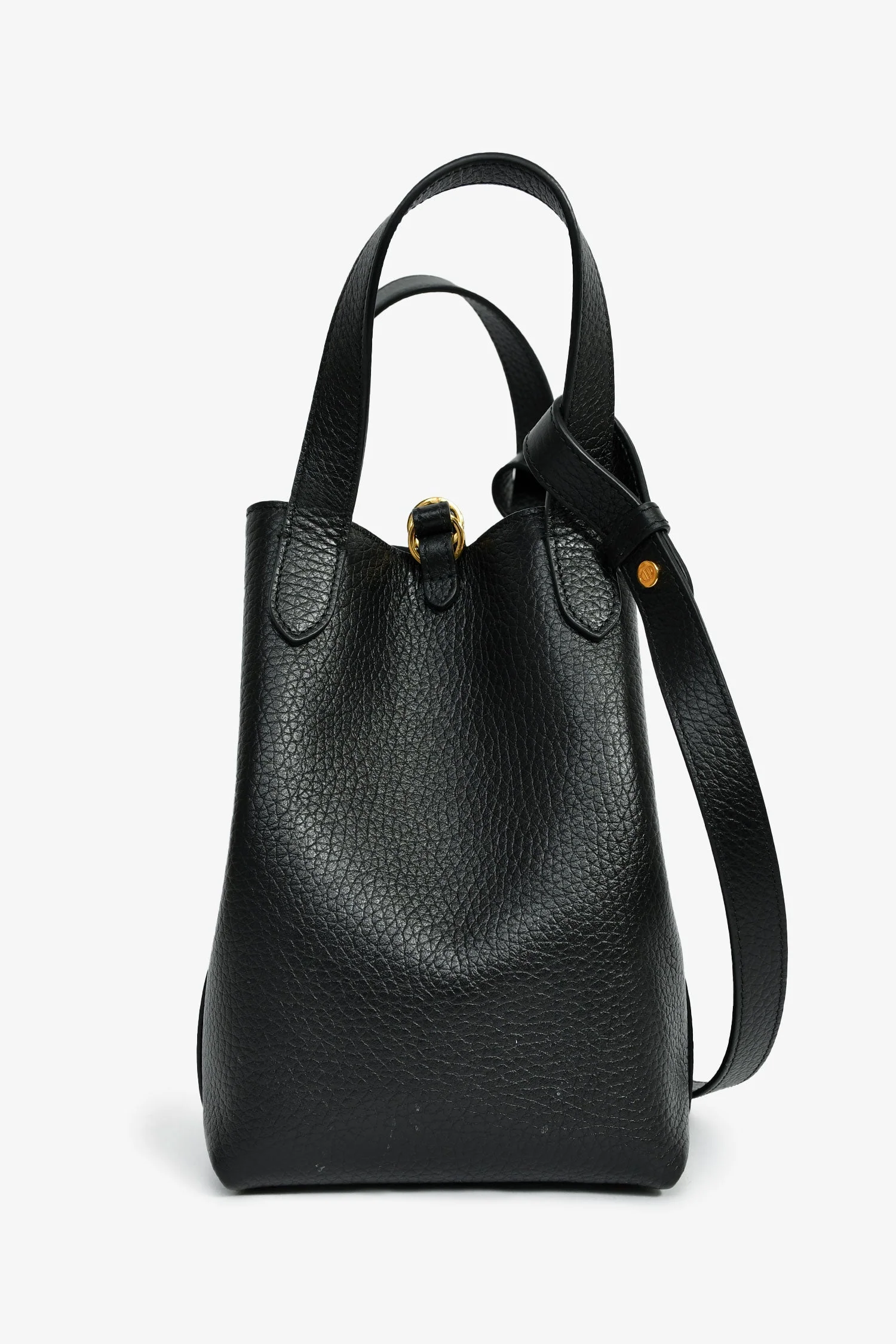 Christian Dior Black Grained Calfskin Bucket Bag with Strap - Image 4
