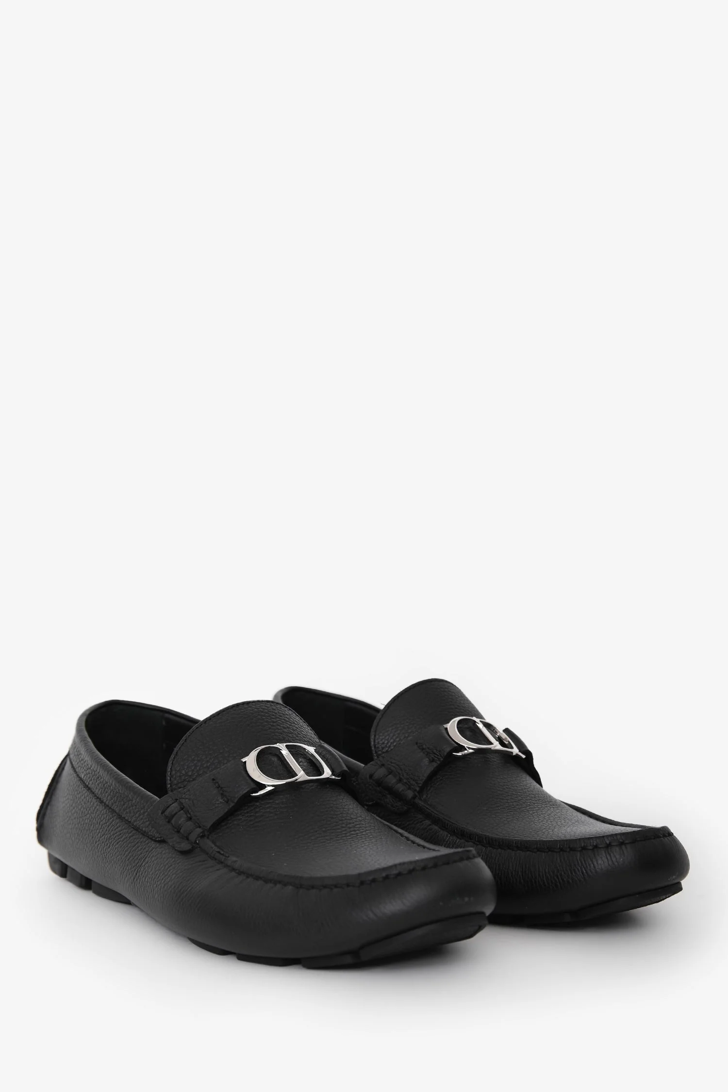 Christian Dior Black Grained Leather 'Odéon' Loafers Size 42 Mens - Image 2