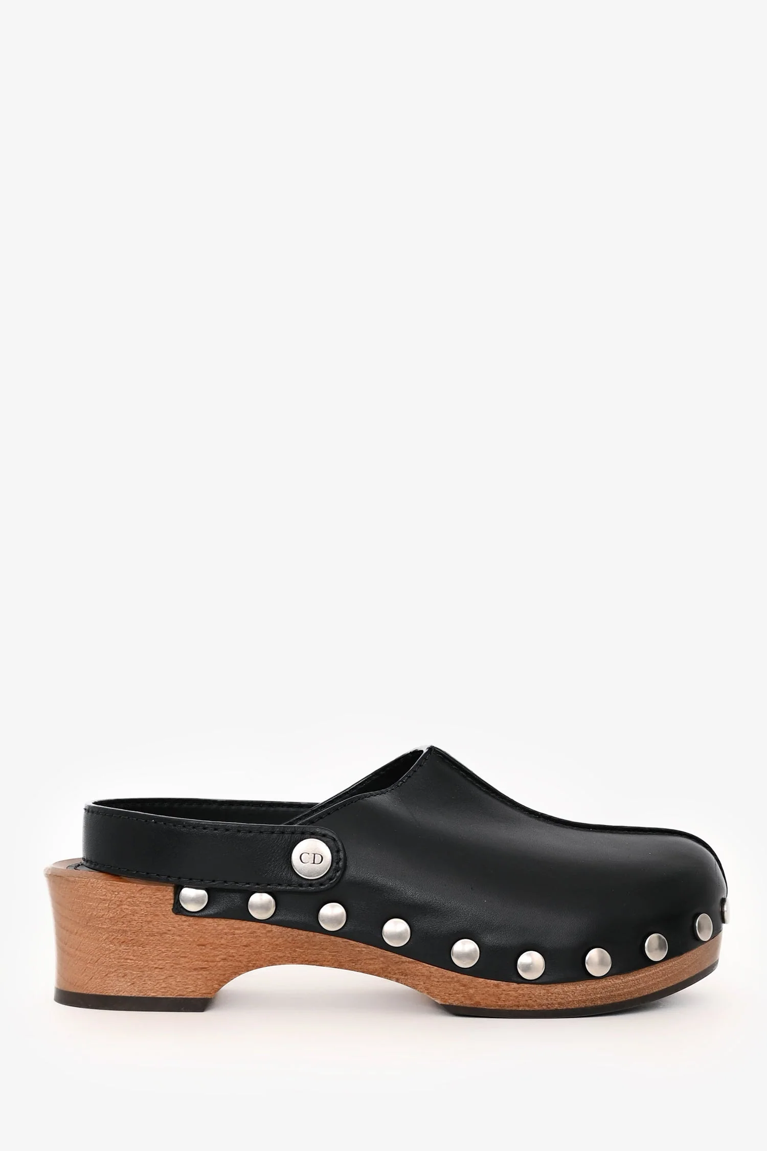 Christian Dior Black Leather Diorquake Clogs Size 37