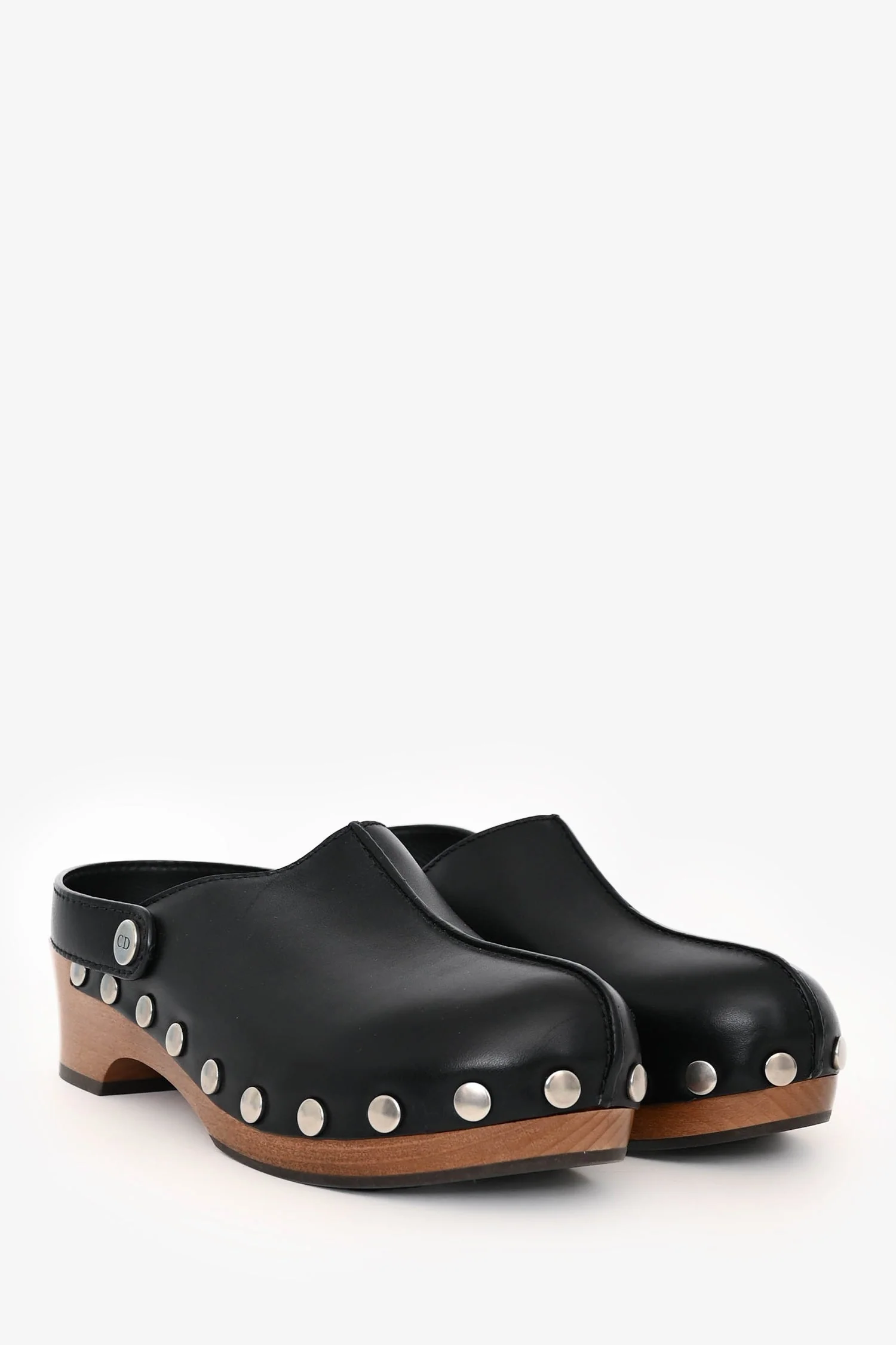 Christian Dior Black Leather Diorquake Clogs Size 37 - Image 2