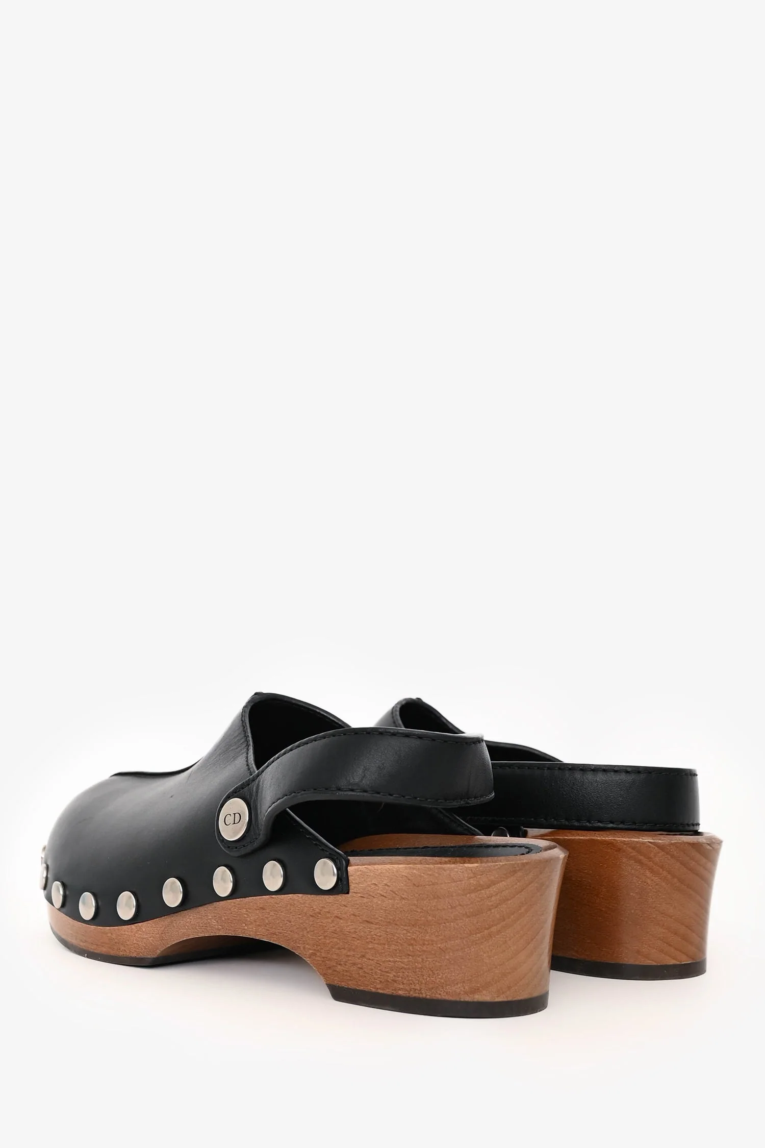 Christian Dior Black Leather Diorquake Clogs Size 37 - Image 4