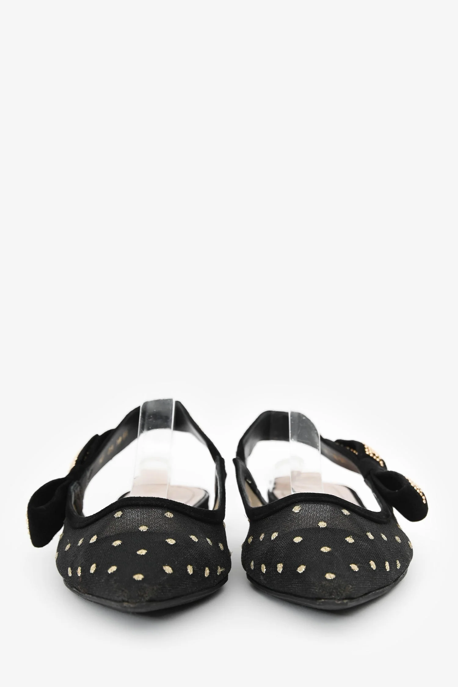 Christian Dior Black Mesh Polka Dots J'aDior Slingback Flats Size 37 - Image 3