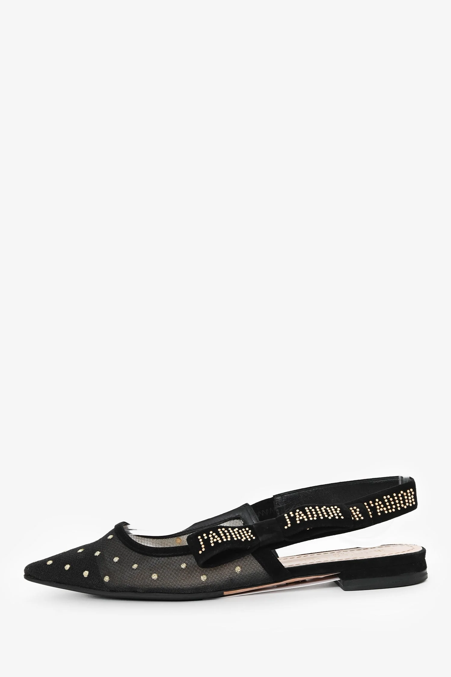 Christian Dior Black Mesh Polka Dots J'aDior Slingback Flats Size 37 - Image 4