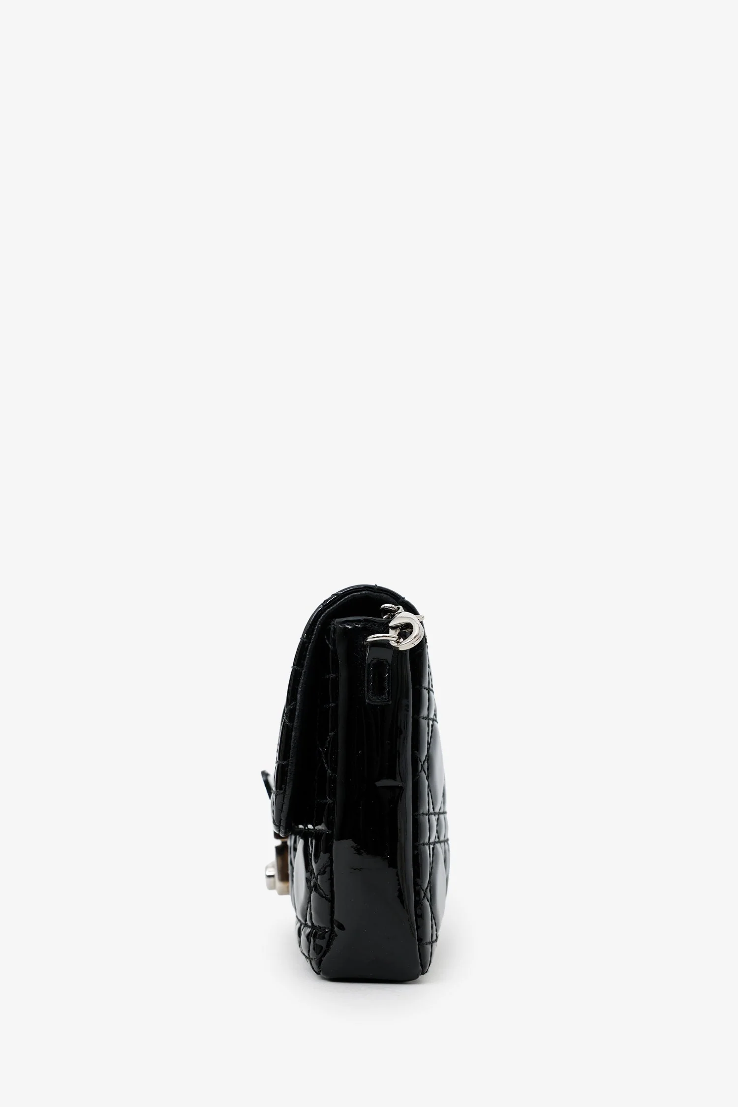 Christian Dior Black Patent Leather Wallet On Chain - Image 3