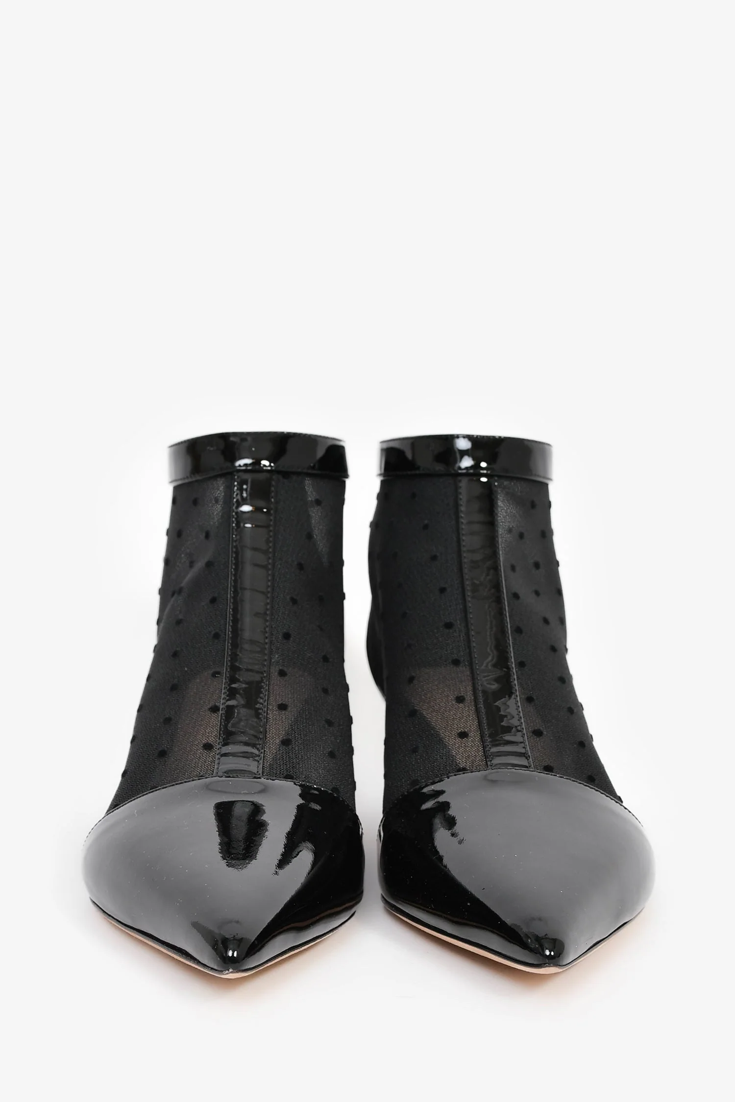Christian Dior Black Patent Toe Mesh Dot Booties Size 38 - Image 3