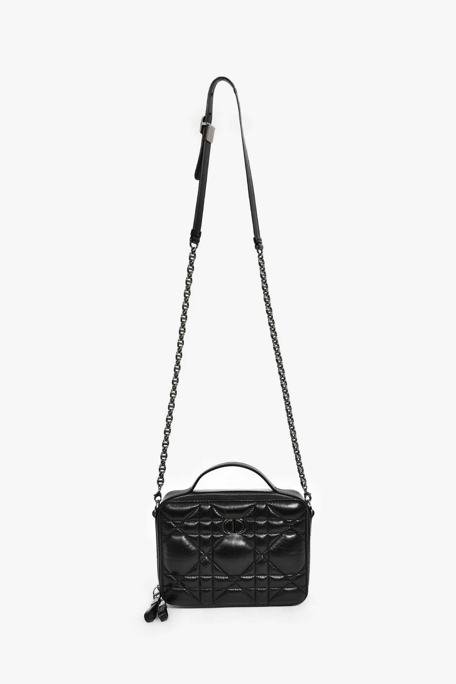 Christian Dior Black Puff Cannage Zip Around Chain 'Caro Box' Bag - Image 7