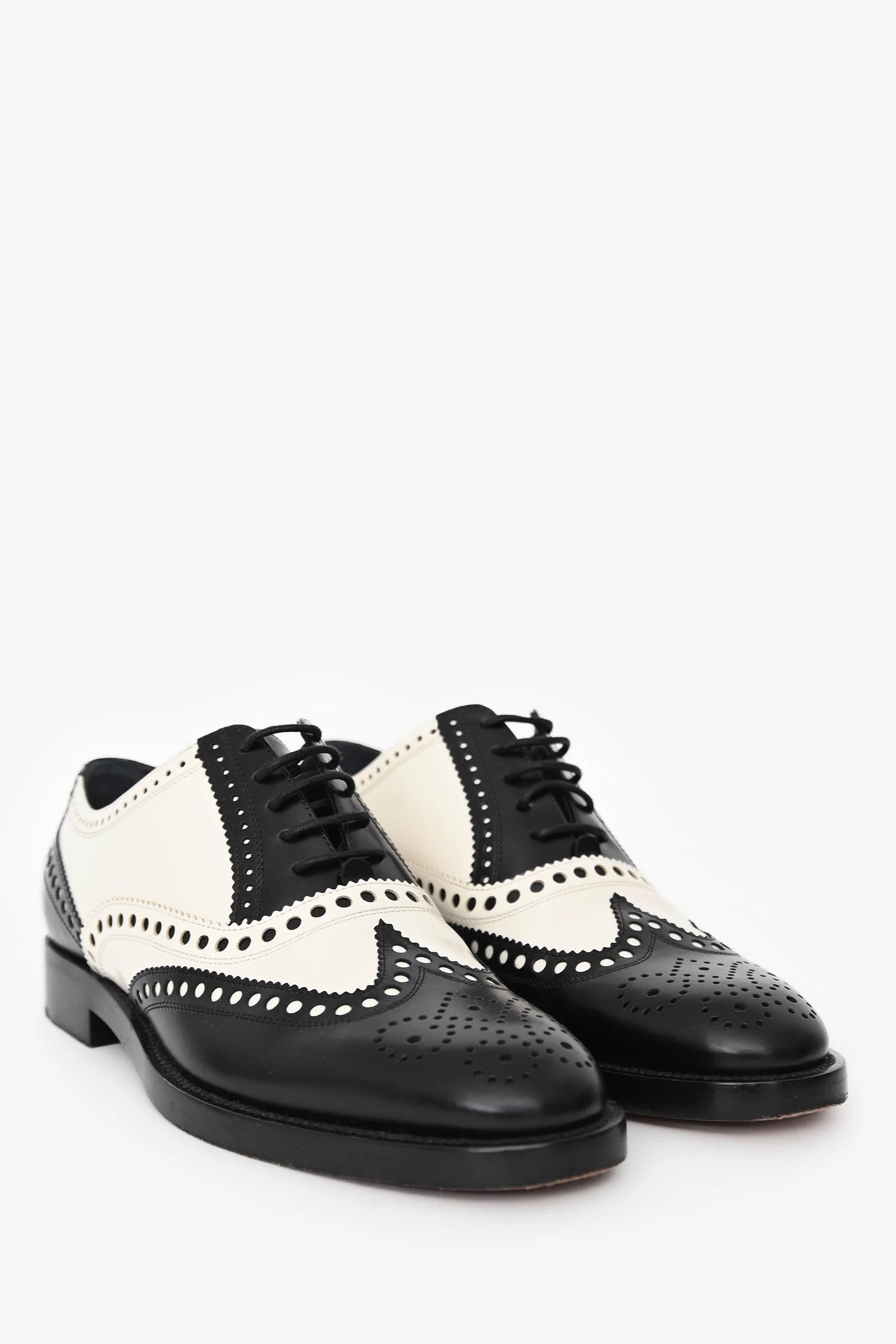 Christian Dior Black/White Oxford Brogue Lace up Shoes Size 36 - Image 2