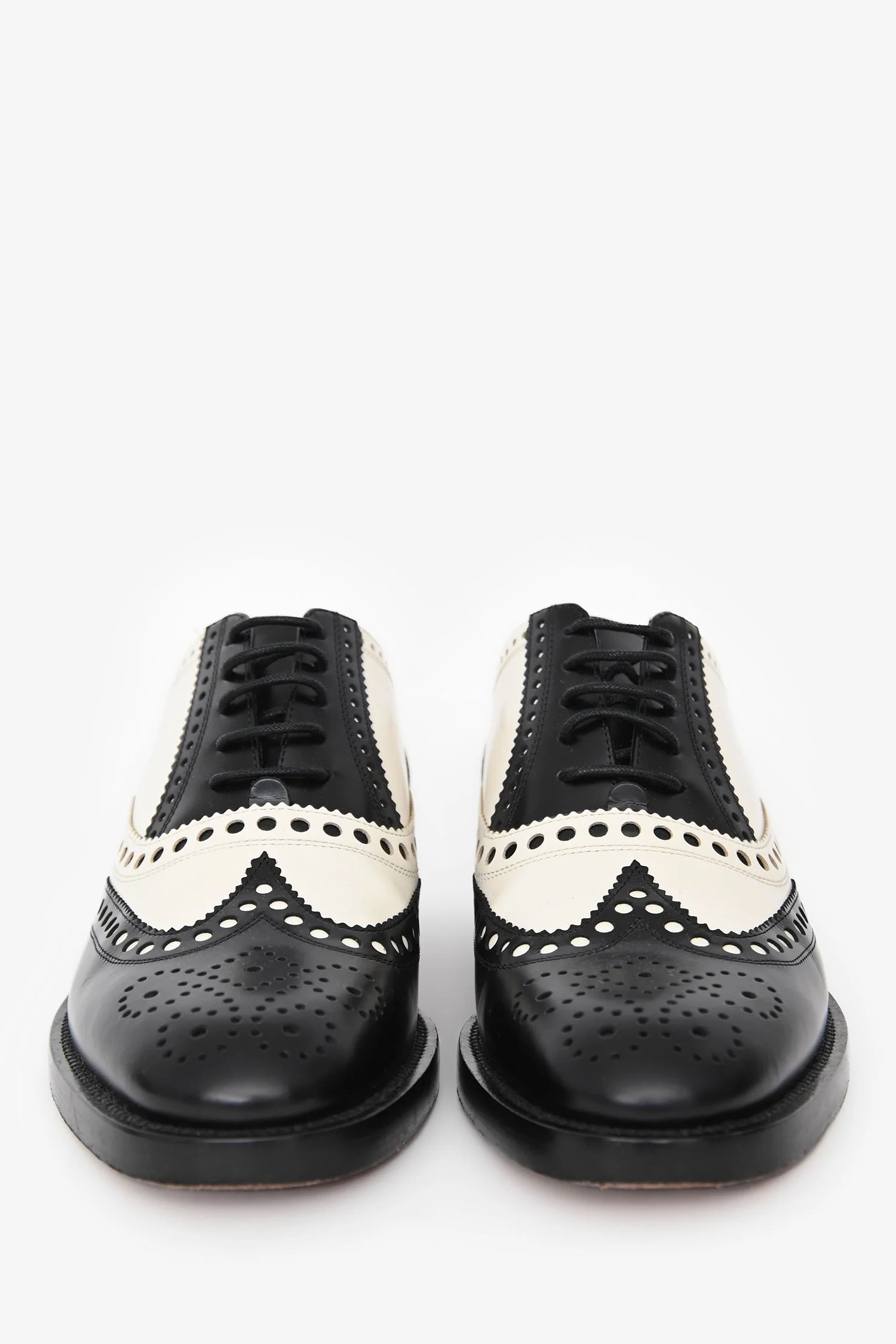 Christian Dior Black/White Oxford Brogue Lace up Shoes Size 36 - Image 3