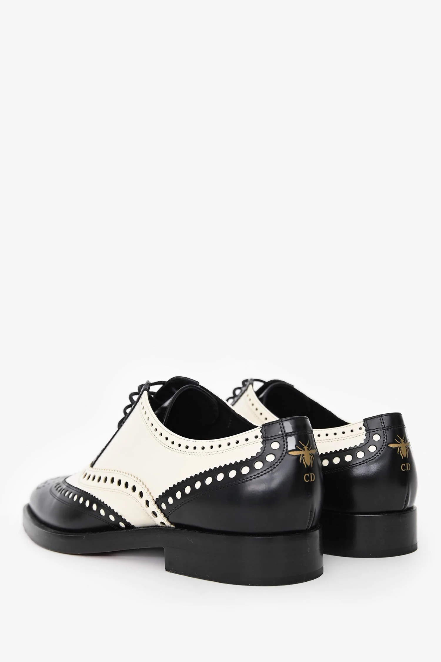 Christian Dior Black/White Oxford Brogue Lace up Shoes Size 36 - Image 4