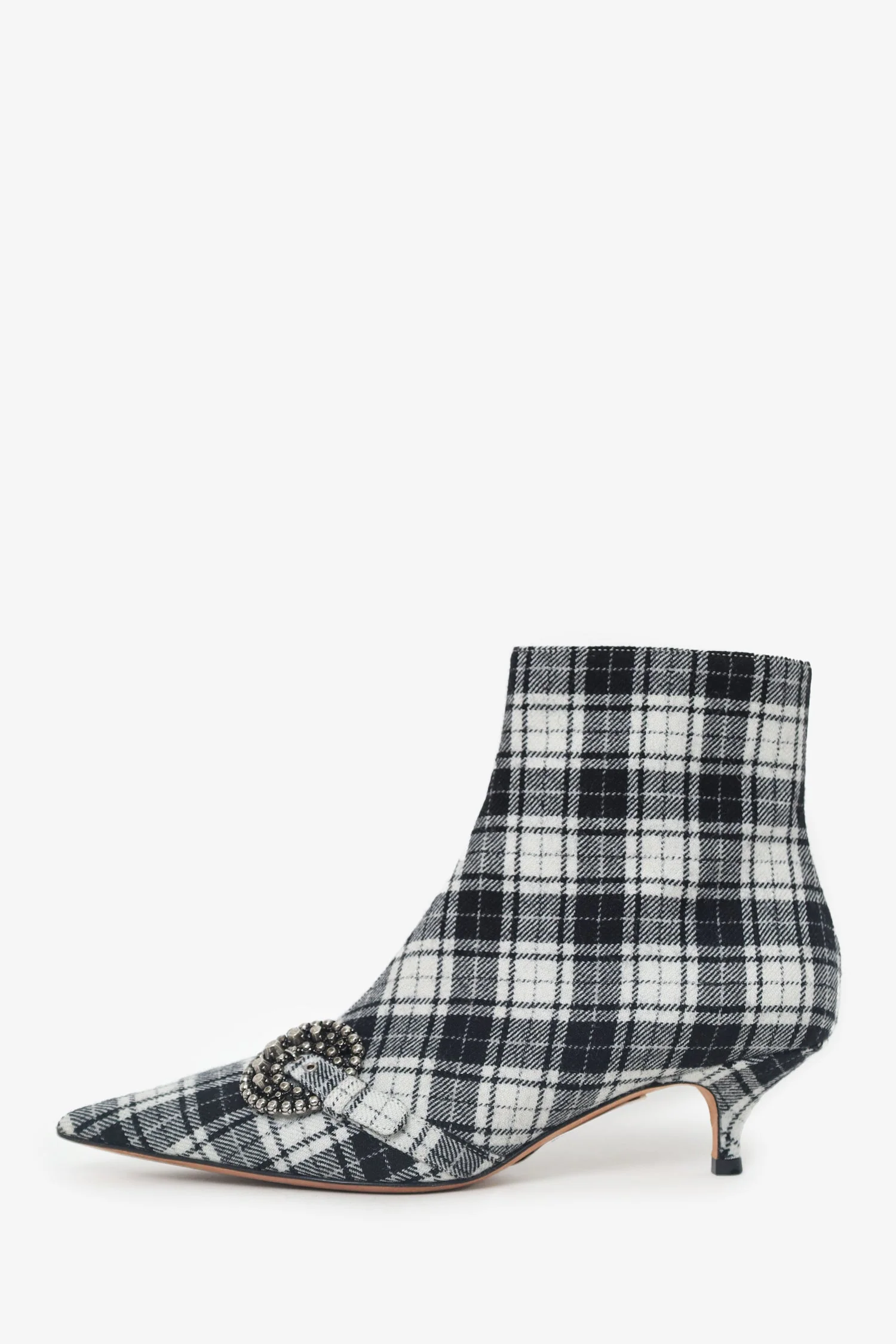 Christian Dior Black/White Plaid 'Dior Gang' Tartan Ankle Boots Size 38.5 - Image 4