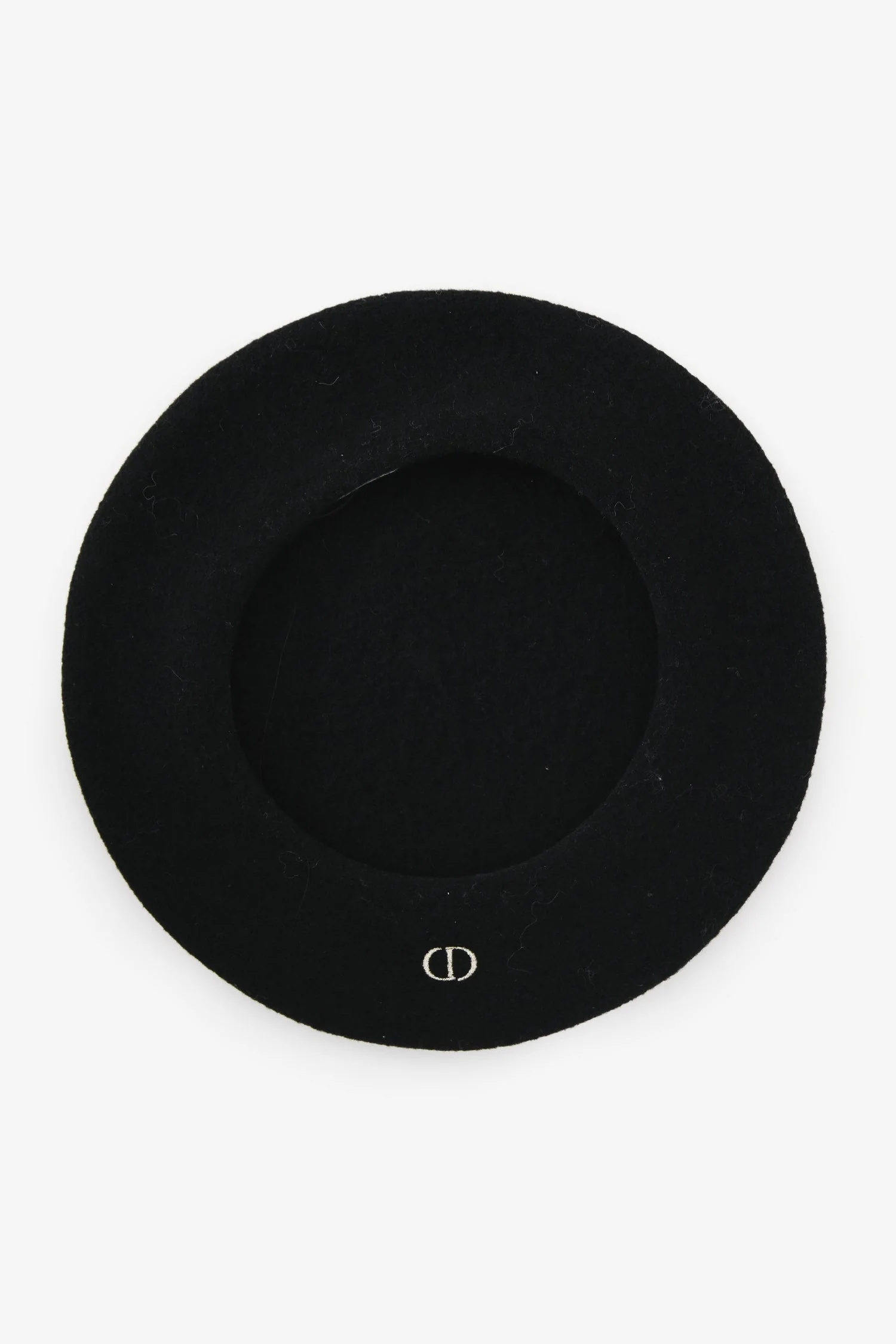 Christian Dior Black Wool CD Embroidered Beret Hat Size T4 - Image 3