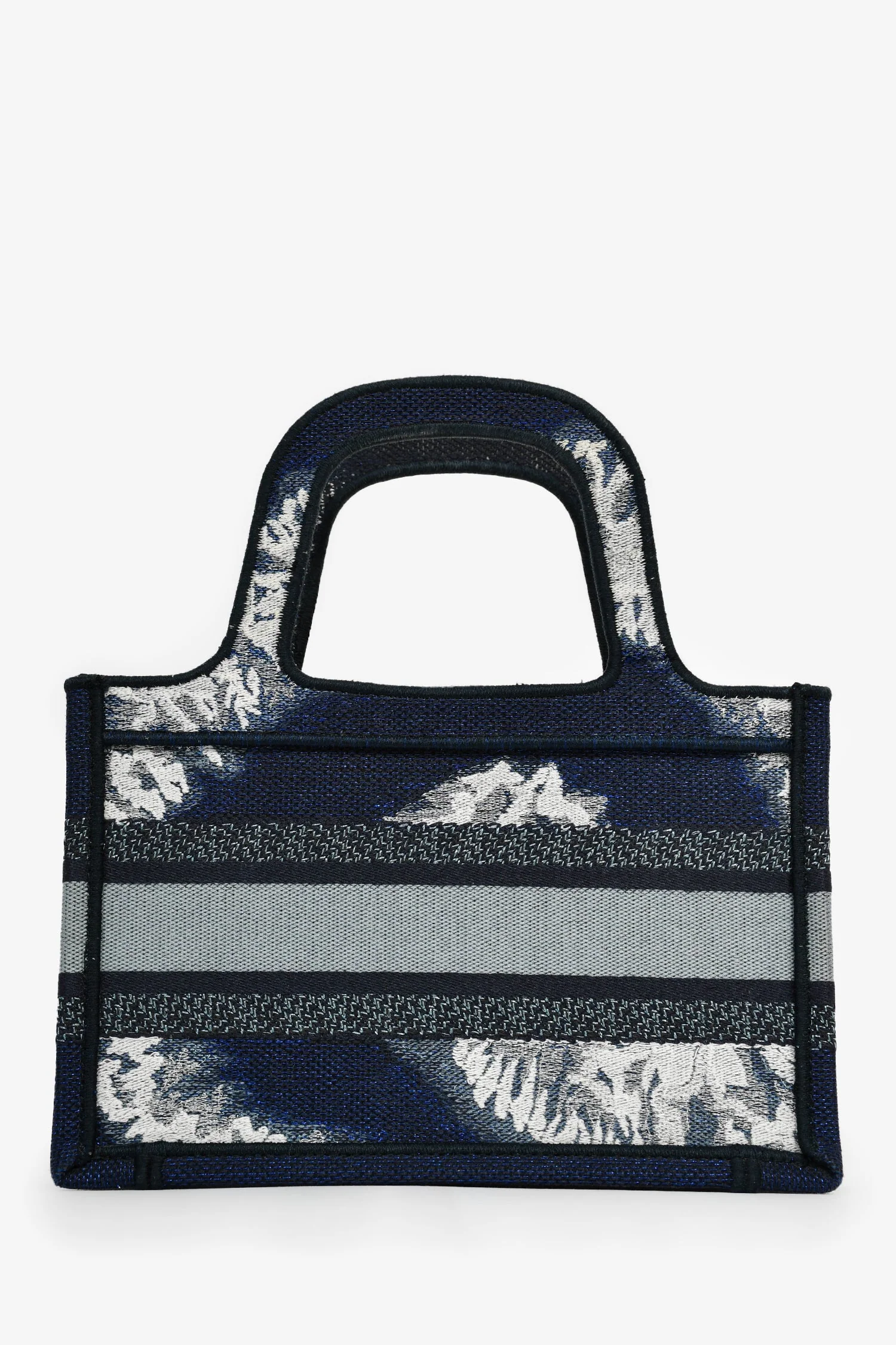 Christian Dior Blue Embroidered Canvas Tie-Dye Mini Book Tote - Image 2