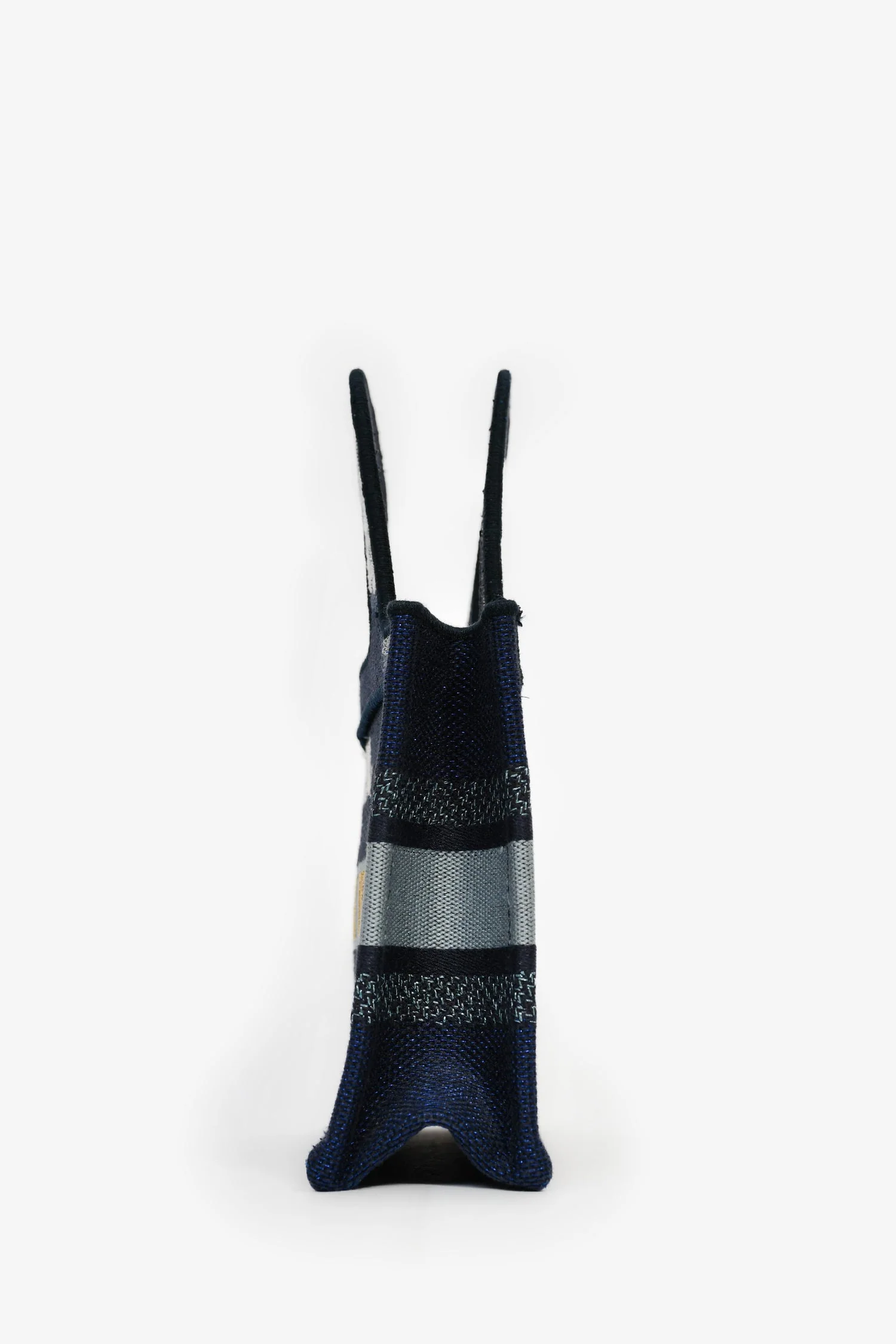 Christian Dior Blue Embroidered Canvas Tie-Dye Mini Book Tote - Image 4