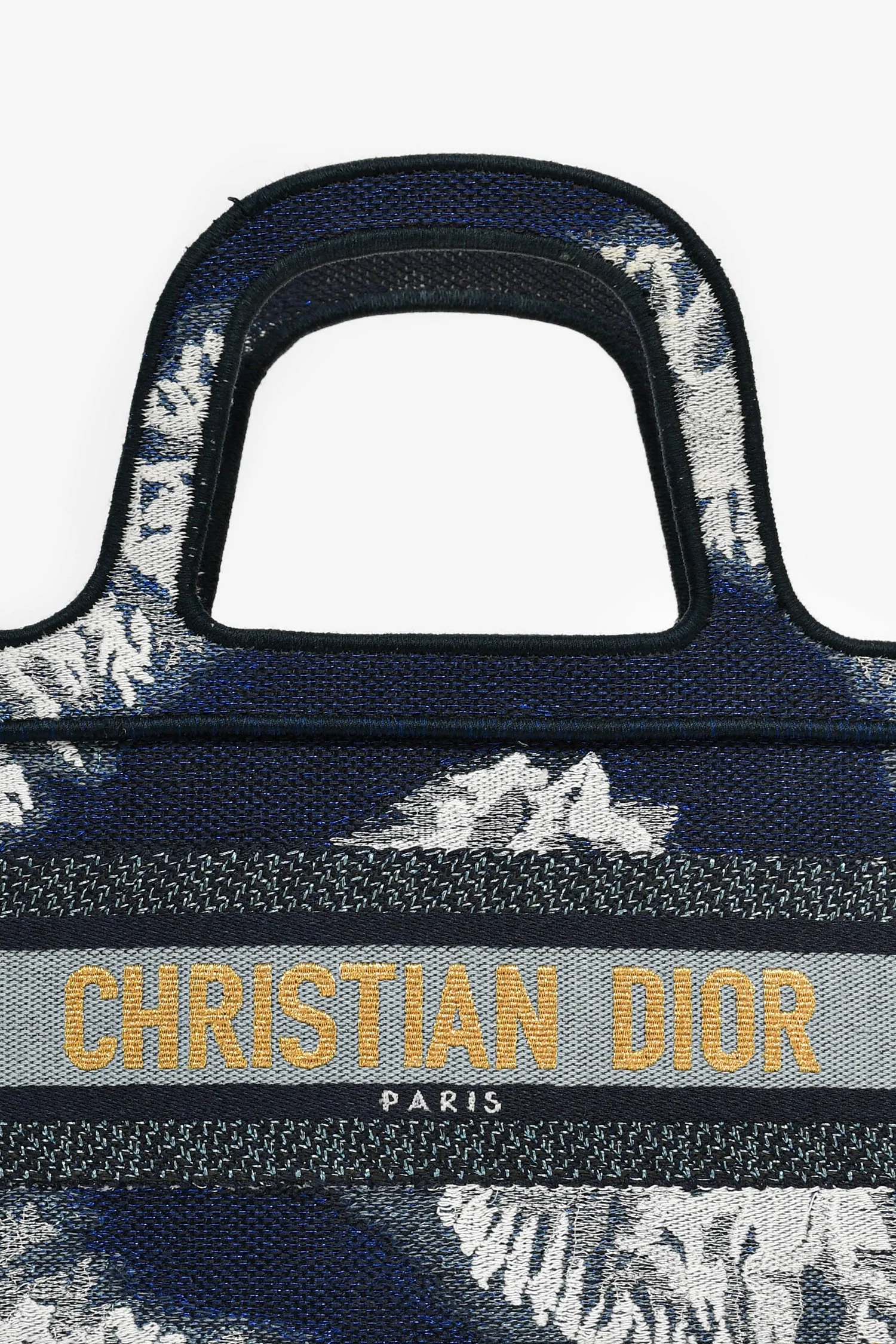 Christian Dior Blue Embroidered Canvas Tie-Dye Mini Book Tote - Image 6