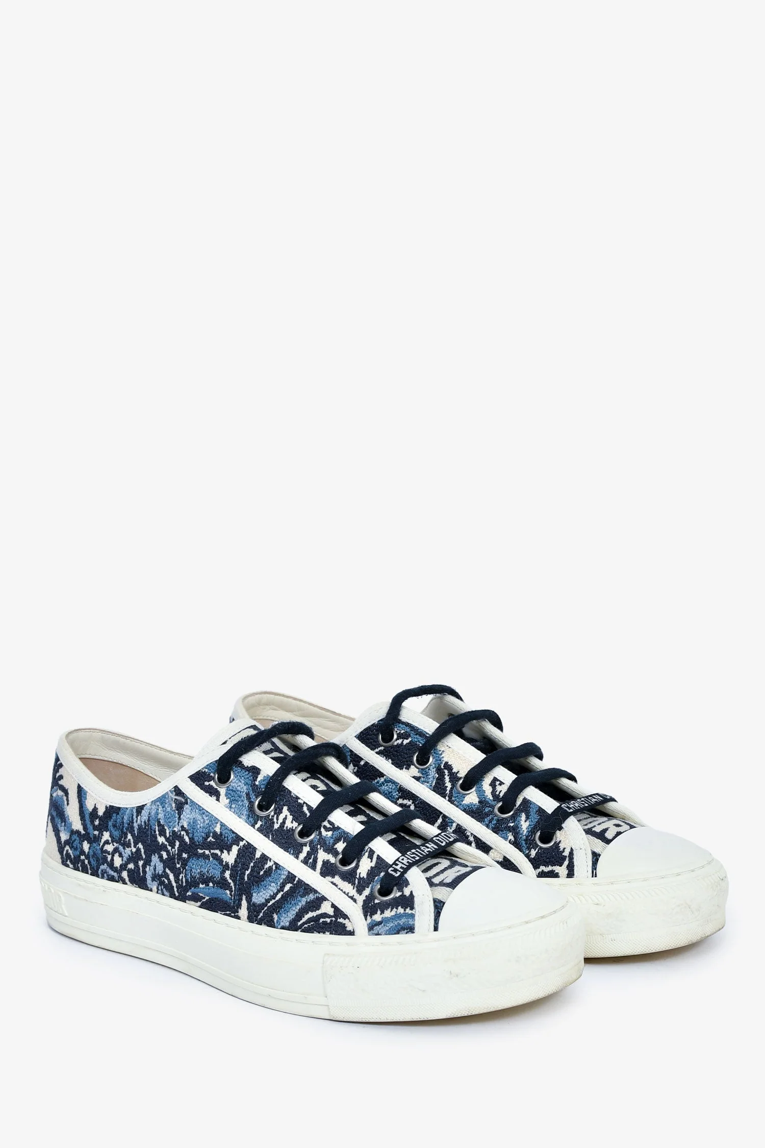 Christian Dior Blue Embroidered 'Palms Walk'n'Dior' Sneakers Size 39 - Image 2