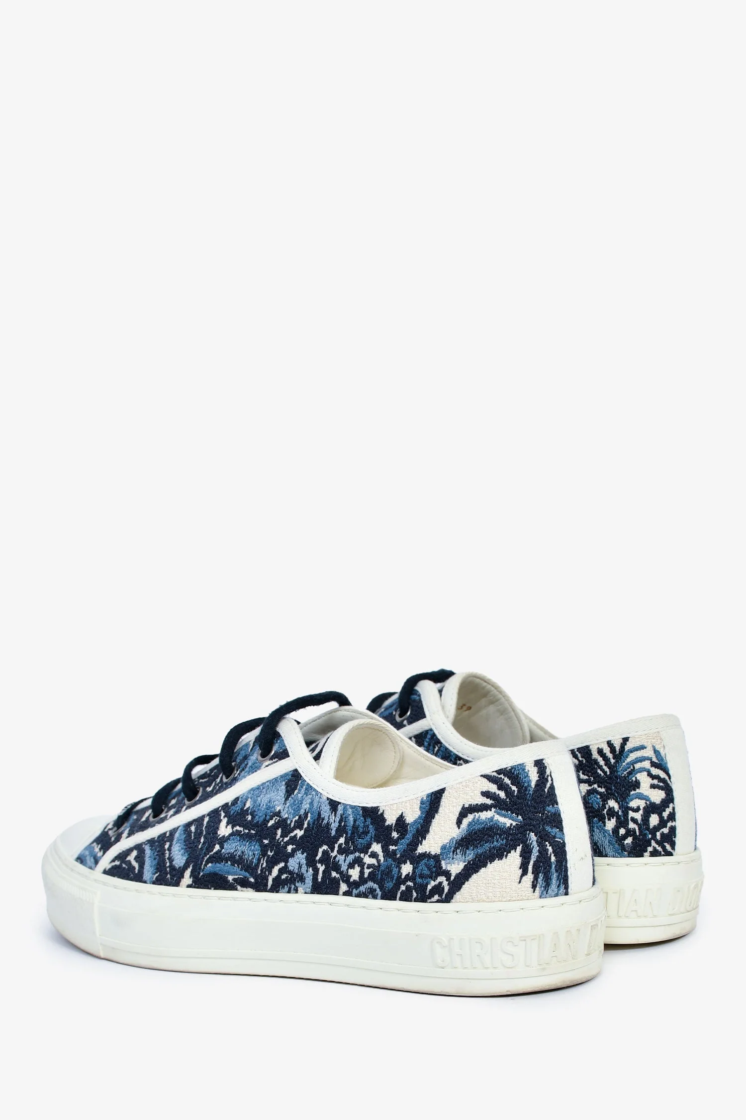 Christian Dior Blue Embroidered 'Palms Walk'n'Dior' Sneakers Size 39 - Image 4