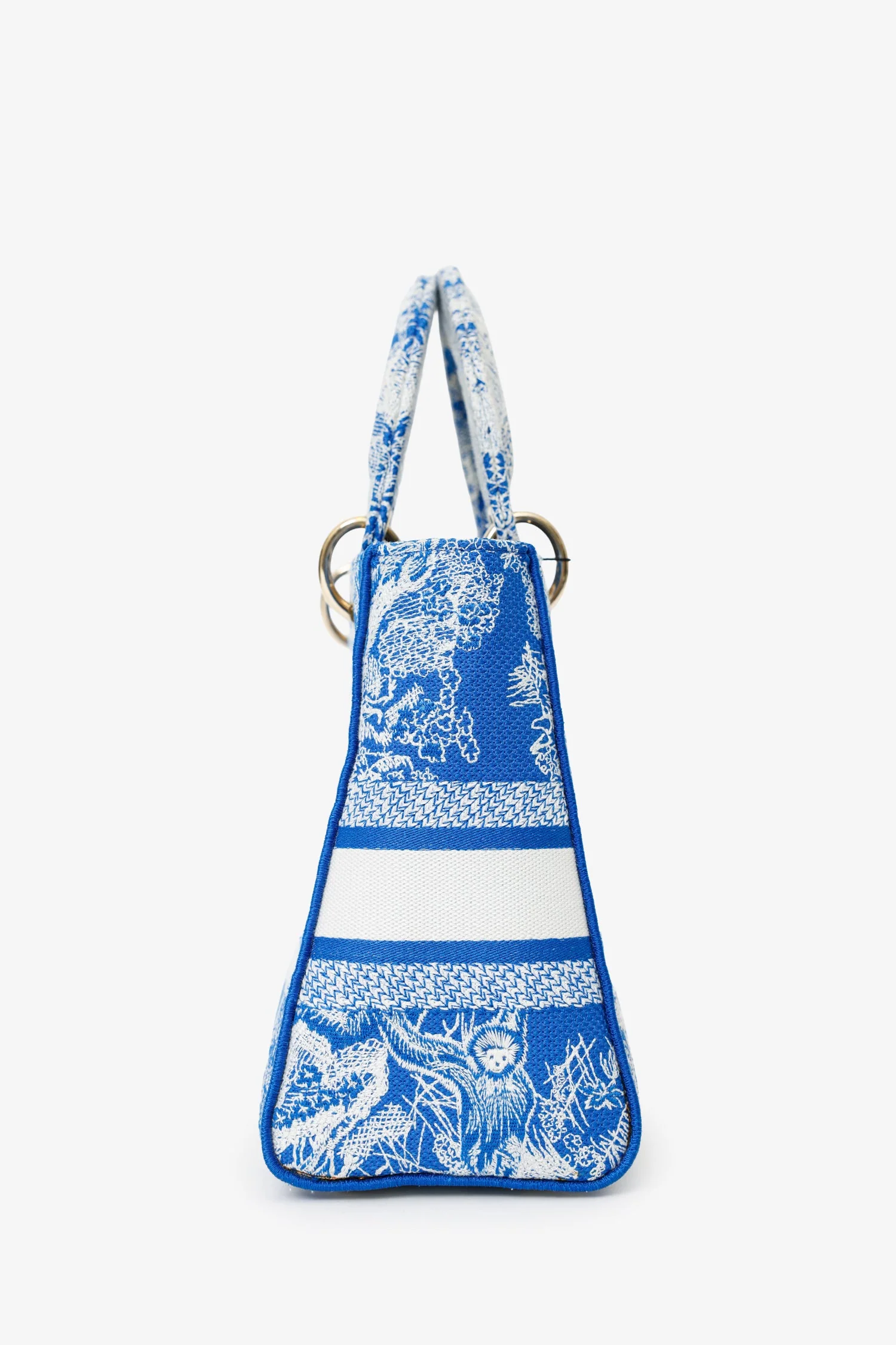 Christian Dior Blue/White 'Lady D-Lite' Top Handle With Strap - Image 3