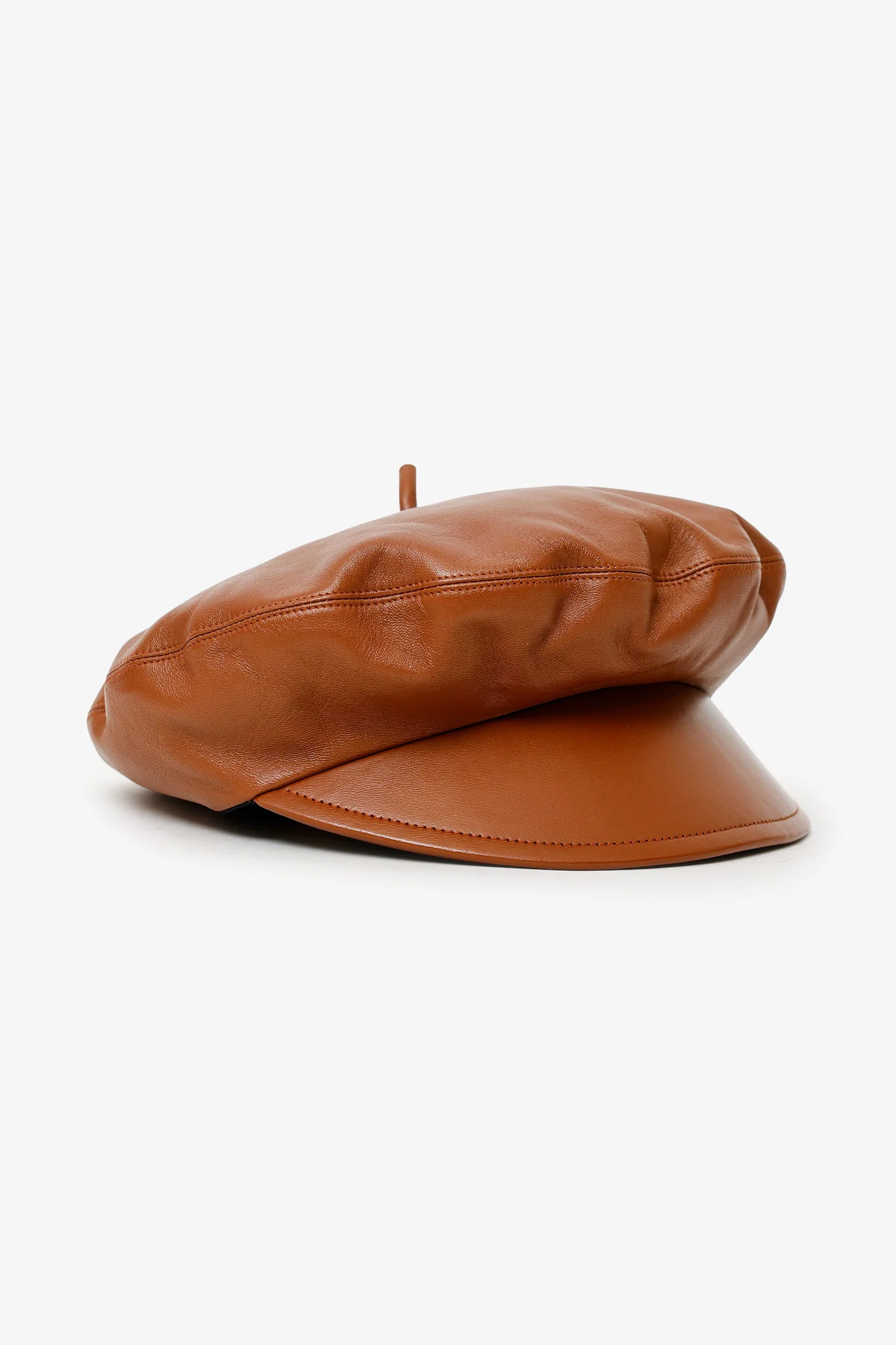 Christian Dior Brown Leather Beret Size 57 - Image 2